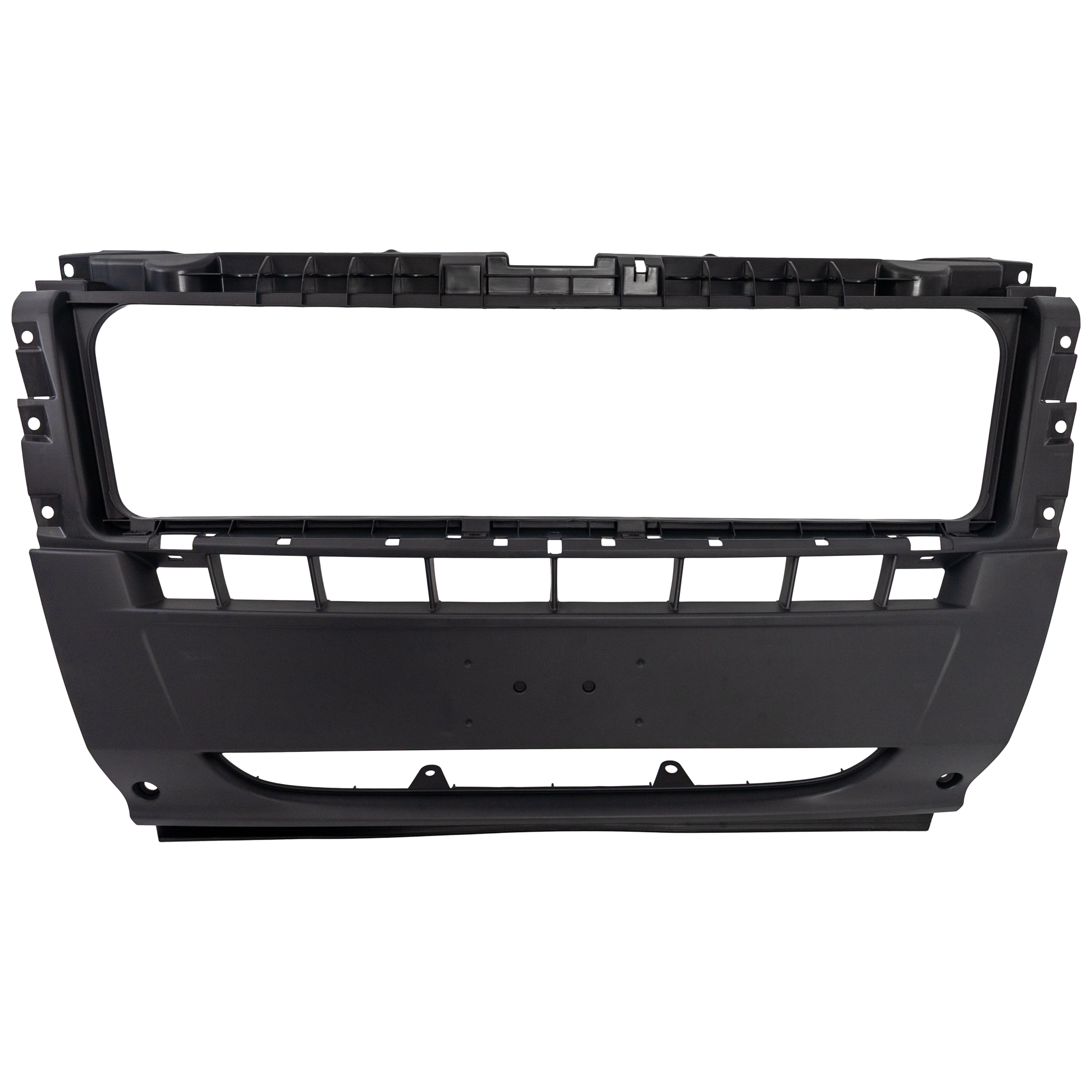 AM PROMASTER VAN 14-18 FRONT BUMPER COVER Center Textured Gray w o Parking Aid Sensor Holes and Collision Warning SKU RR01030012 Partslink CH1000A51 OEM 1ZT90LAHAB