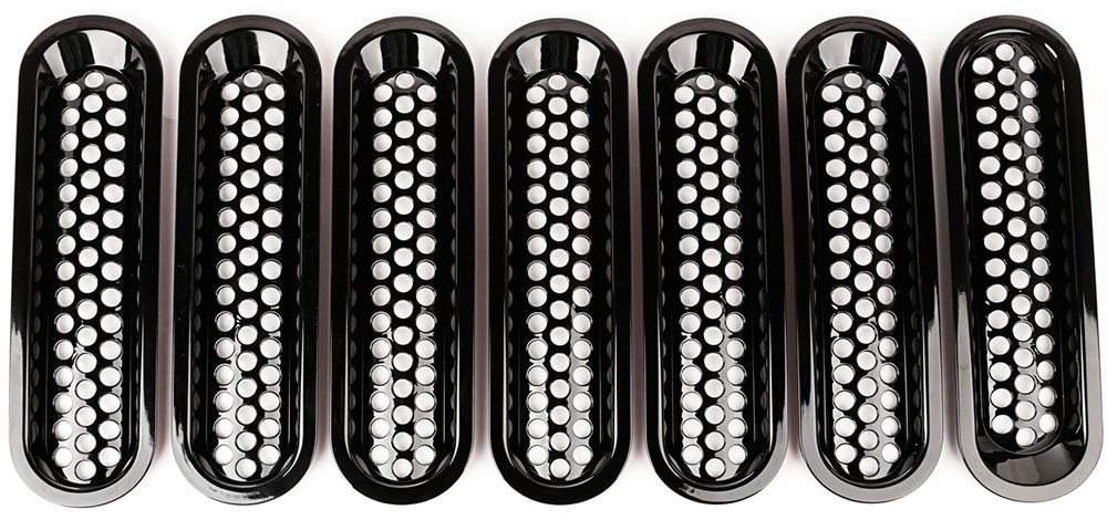 AM These 7 piece black grille mesh insert set from Rugged Ridge fit 07-18 Jeep Wrangler. These will not fit Polar Dragon Altitude or X trim packages.Add a bold performance inspired look to your Wrangl SKU RR1130631