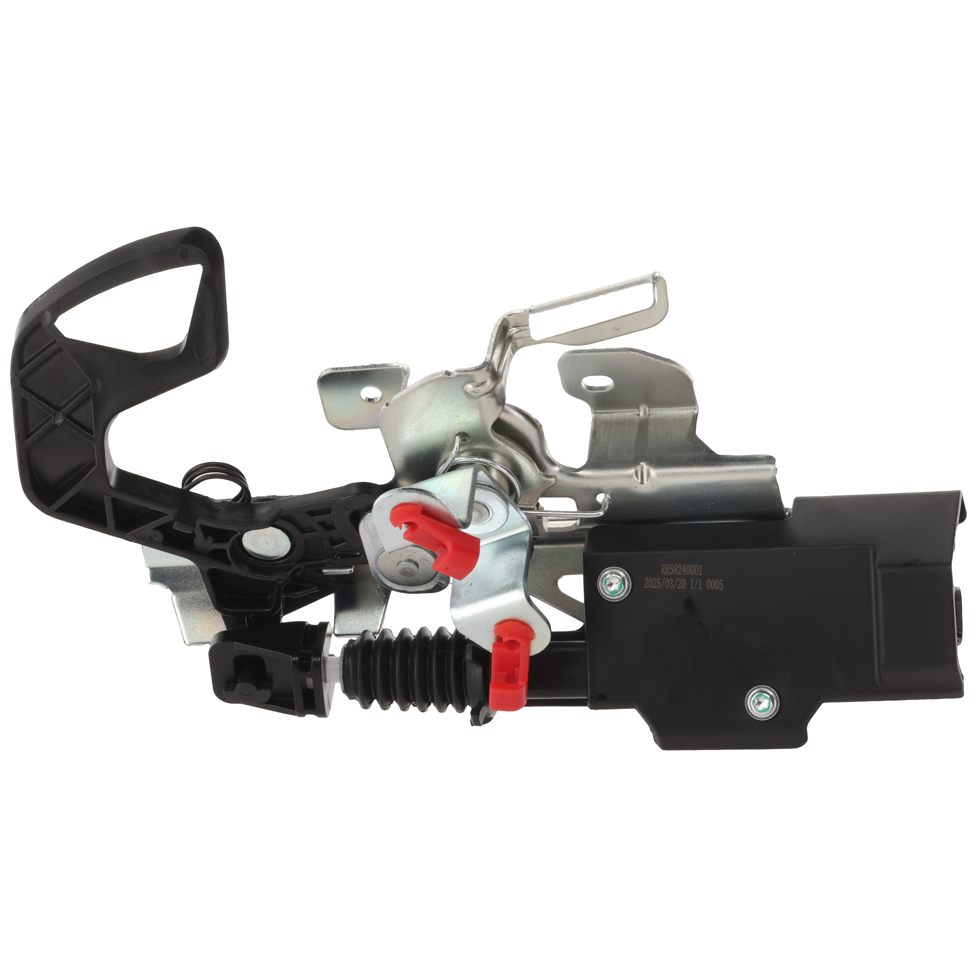 AM RAM 1500-2500-15-18 LIFTGATE LOCK ACTUATOR MOTOR w Latch Black Red and Silver Metal and Plastic 1 Female Oval Connector 2 Male Blade Terminals SKU RR58240001 OEM 68093354AA 68093354AB 68093354