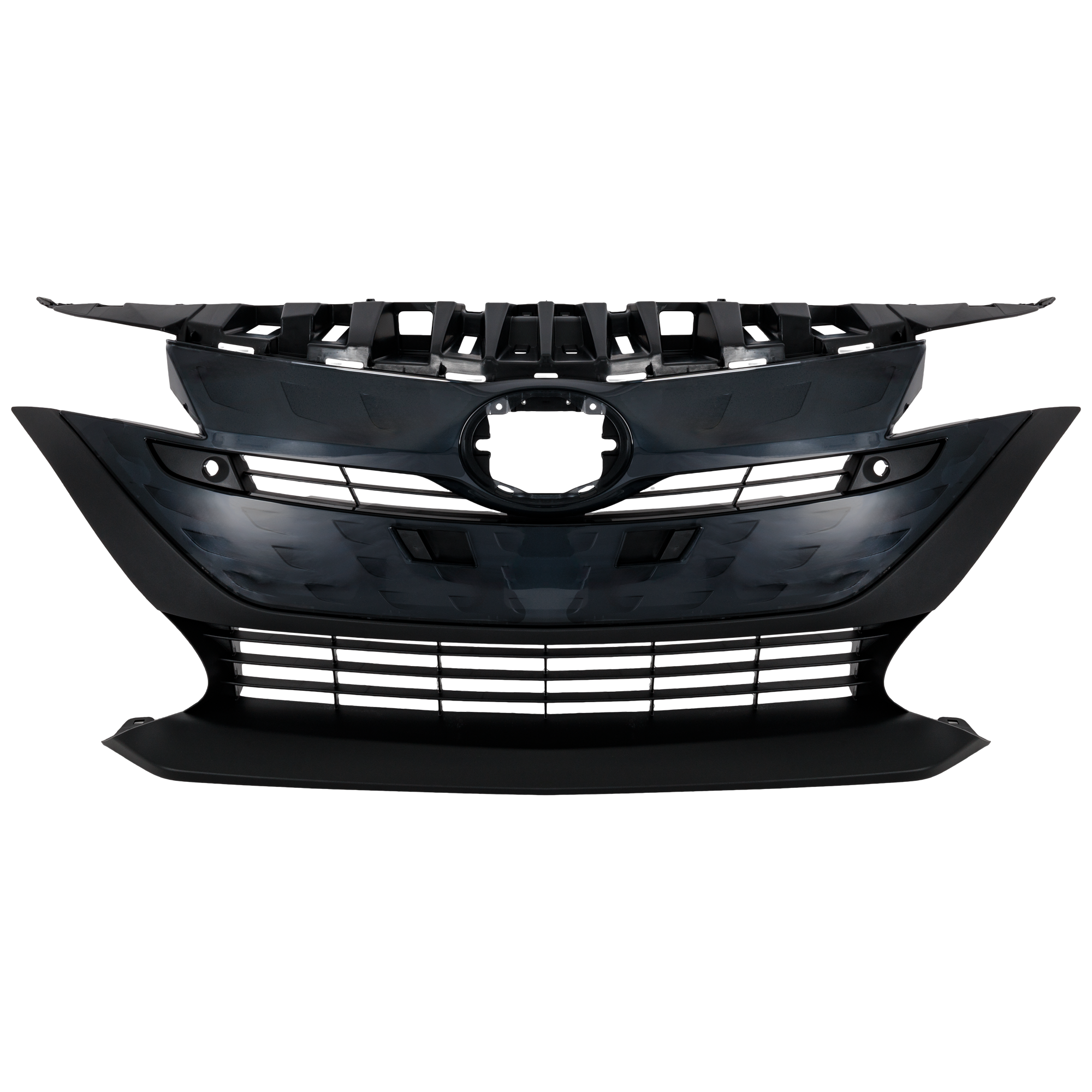 AM PRIUS PRIME 17-20 GRILLE Textured Dark Gray Shell and Insert w Gray Molding w o Parking Aid Sensor Holes CAPA SKU RT07010048Q Partslink TO1200434C OEM 5310147041