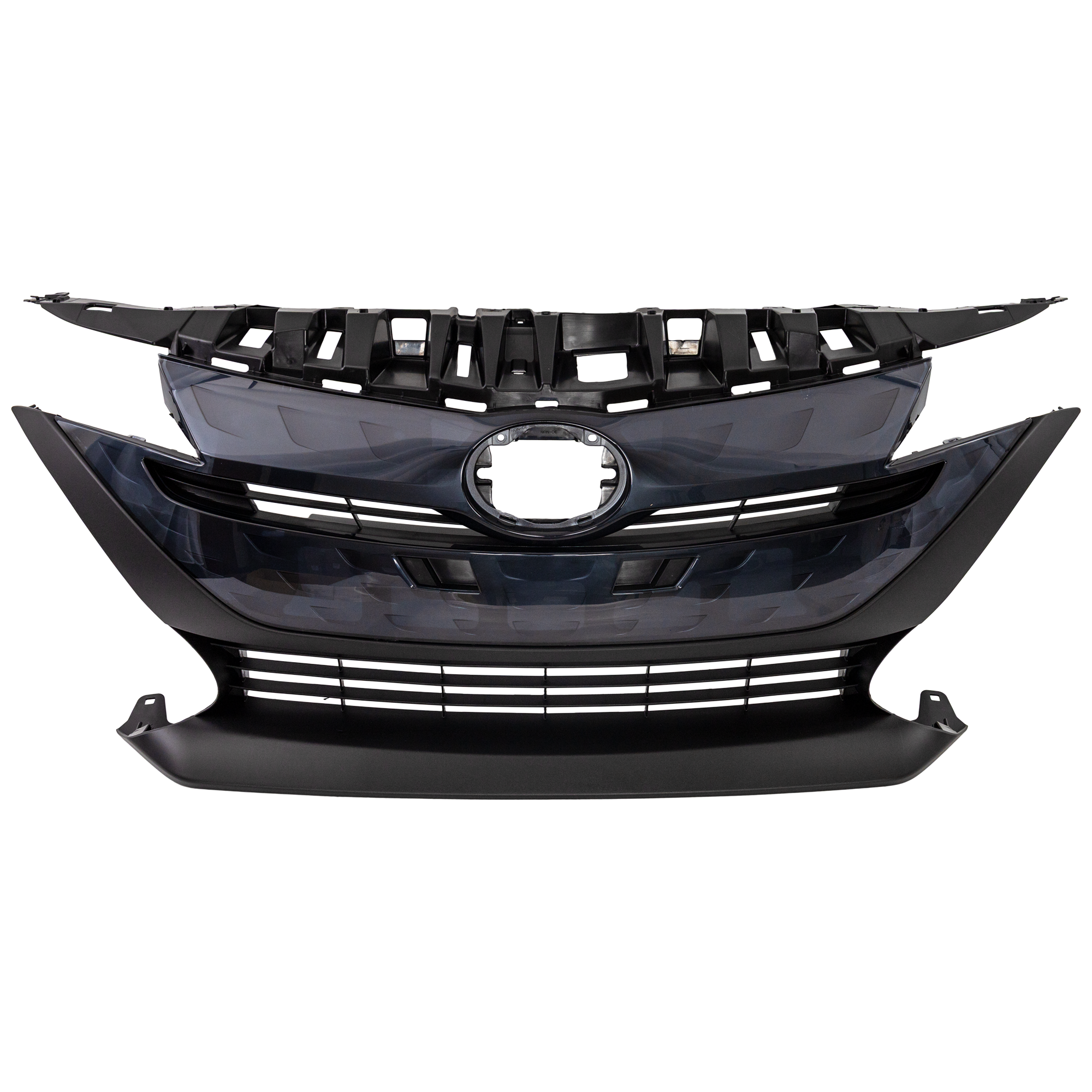 AM PRIUS PRIME 17-20 GRILLE Textured Dark Gray Shell and Insert w Gray Molding w o Parking Aid Sensor Holes SKU RT07010048 Partslink TO1200434 OEM 5310147041