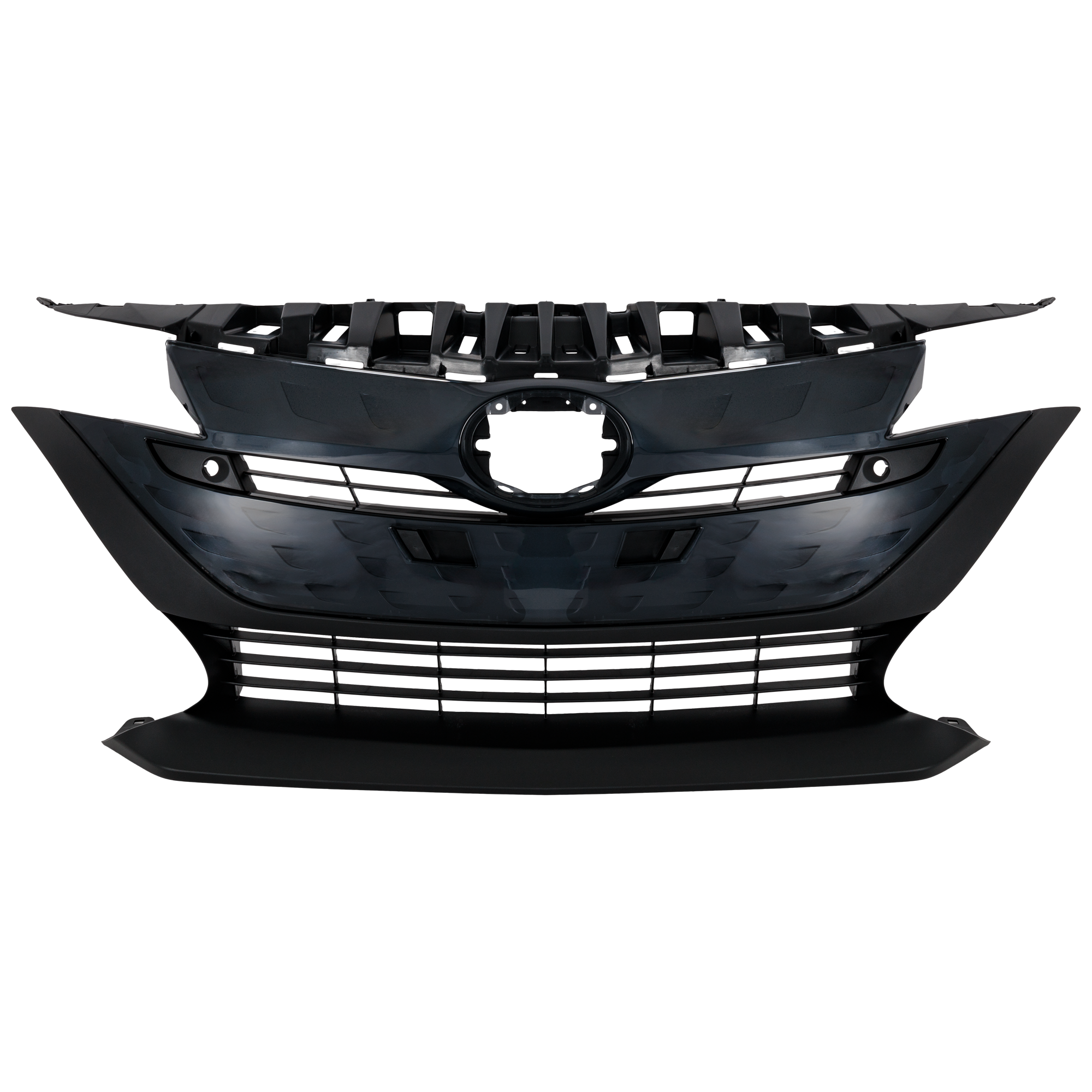 AM PRIUS PRIME 17-20 GRILLE Textured Dark Gray Shell and Insert w Gray Molding w Parking Aid Sensor Holes SKU RT07010049 Partslink TO1200435 OEM 5310147052