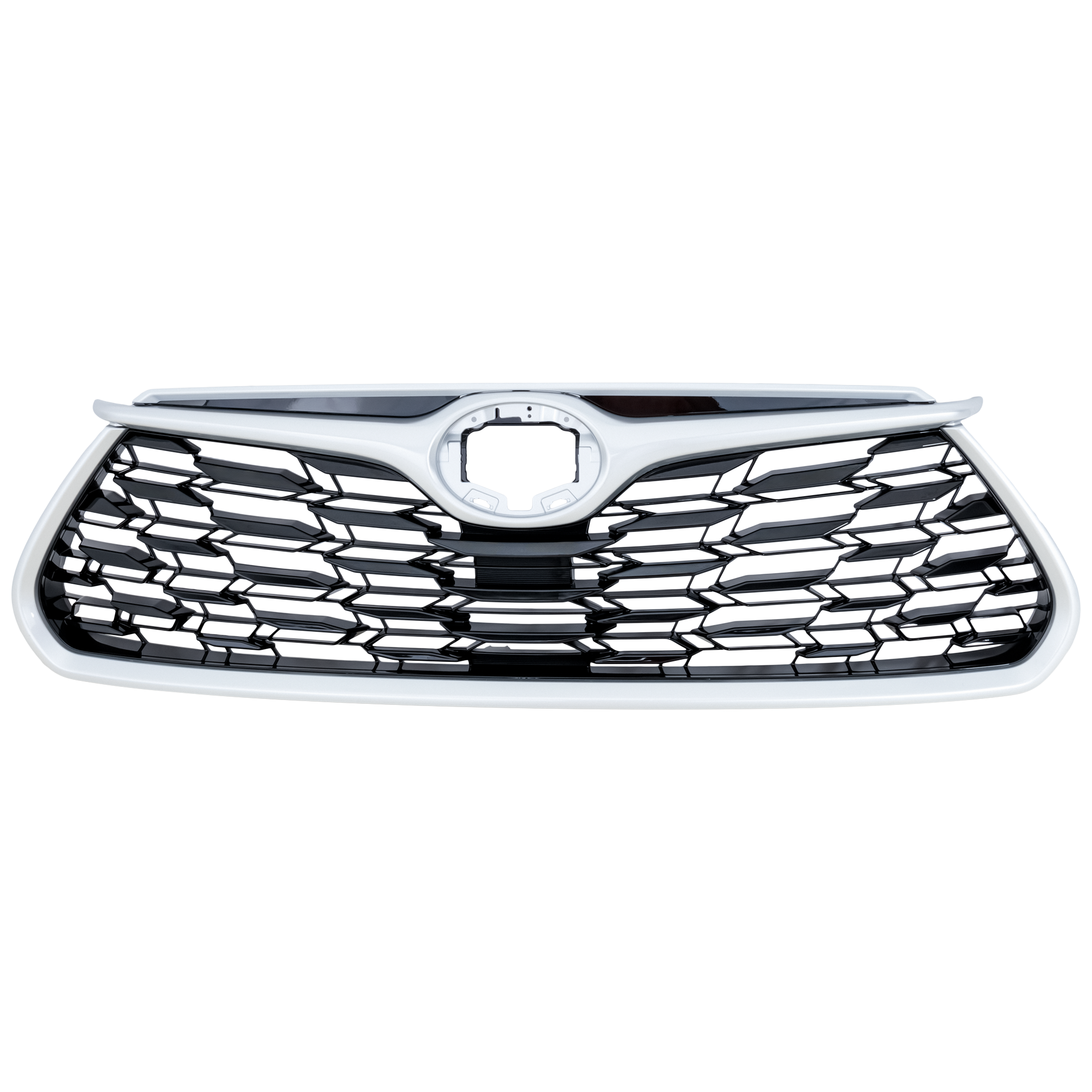 AM HIGHLANDER 20-23 GRILLE Black Shell w Silver Gray Insert w o Camera Hole L LE XLE Models CAPA SKU RT07010055Q Partslink TO1200455C OEM 531010E360