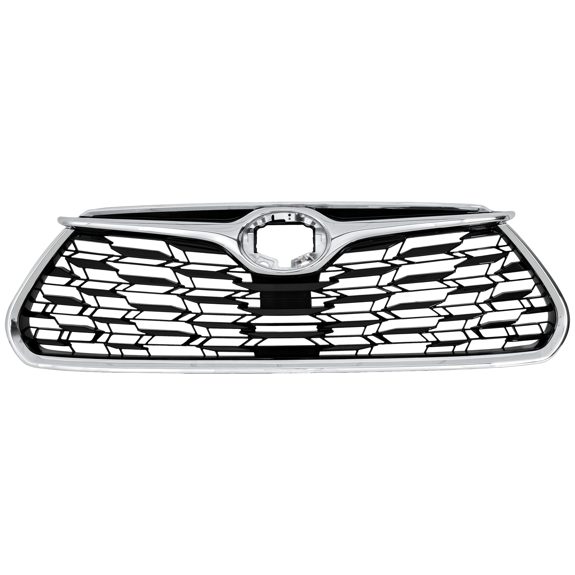 AM HIGHLANDER 20-23 GRILLE Black Shell w Chrome Insert w o Camera Hole Limited Model CAPA SKU RT07010056Q Partslink TO1200456C OEM 531010E370