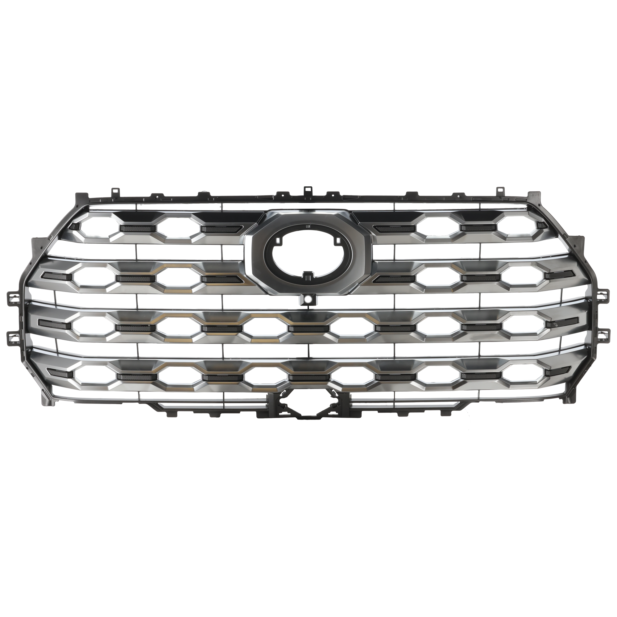 AM TUNDRA 22-25 GRILLE Painted Gray Shell and Insert w Satin Chrome Molding Platinum w 1794 Edition Package 1794 Edition w o TRD Off Road Package Models SKU RT07010122 Partslink TO1200494 OEM 531010C180