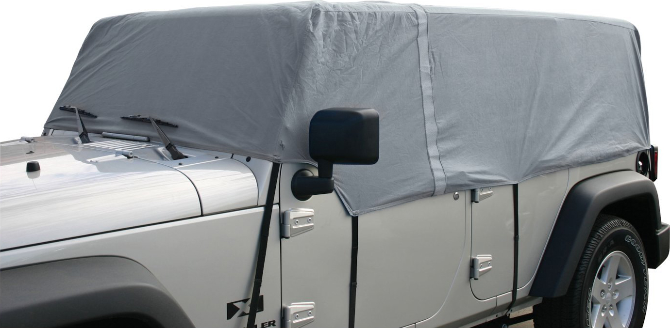 AM Gray Fabric Included Cab Only Cover 4 Layer Grey Fits Over Factory Soft or Hard Top Non Water Resistant Sold Individually 1 year or 12-000 mile RT Off Road limited warranty SKU RT0CC10609