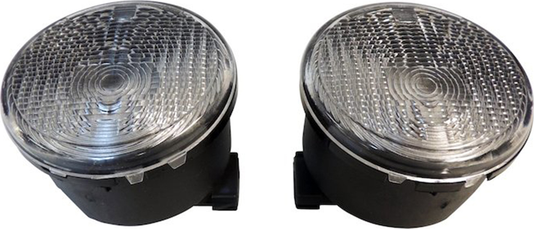 AM Clear Plastic Front Left Right Use Existing Hardware Clear Parking Light Kit Includes Left and Right Parking Lights and Amber Bulbs DOT Compliant Kit 1 year or 12-000 mile RT Off Road limited warran SKU RT0RT28029
