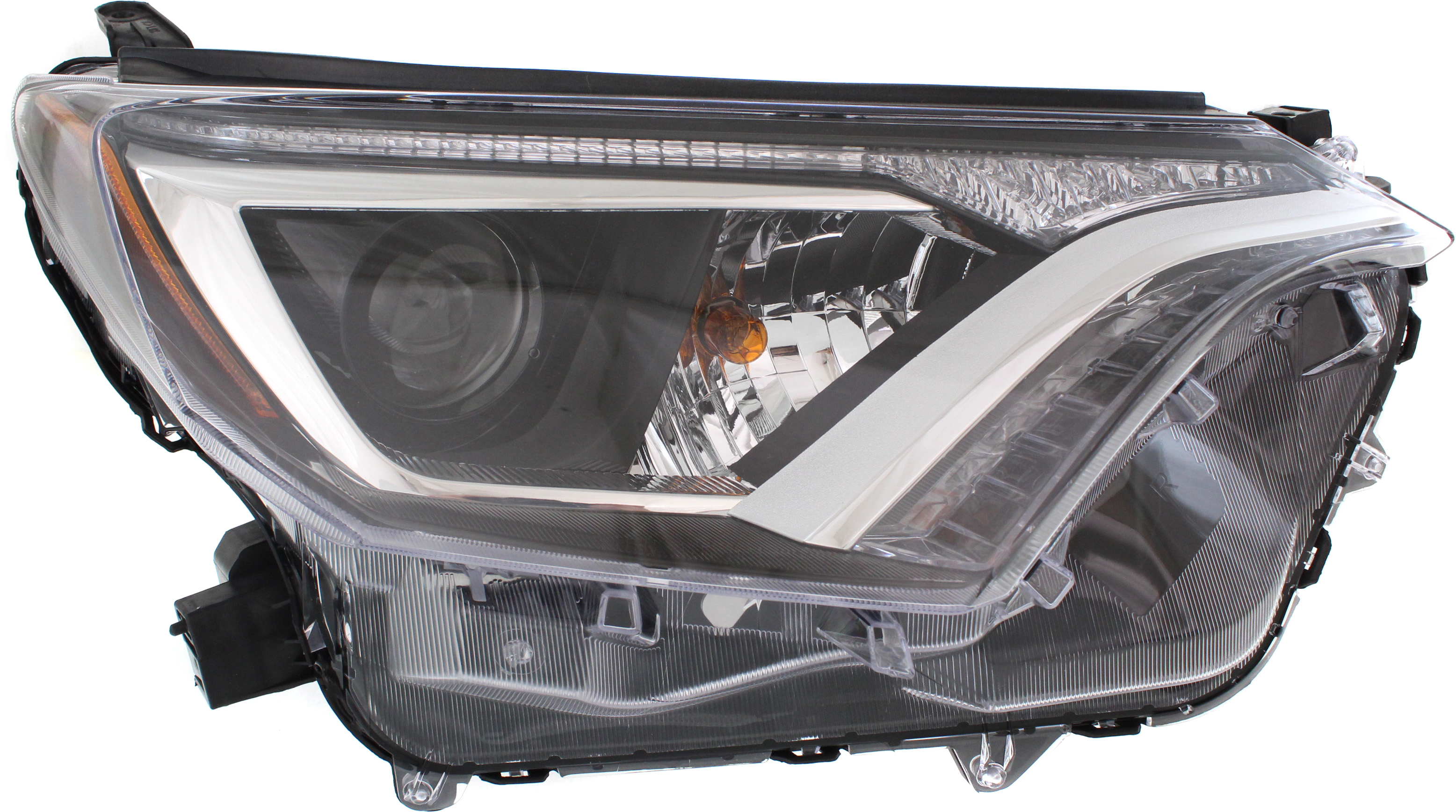 AM RAV4-16-18 HEAD LAMP RH Assembly Halogen w Chrome Bezel Exc. Hybrid Model North America Built CAPA SKU RT10010003Q Partslink TO2503247C OEM 811100R080