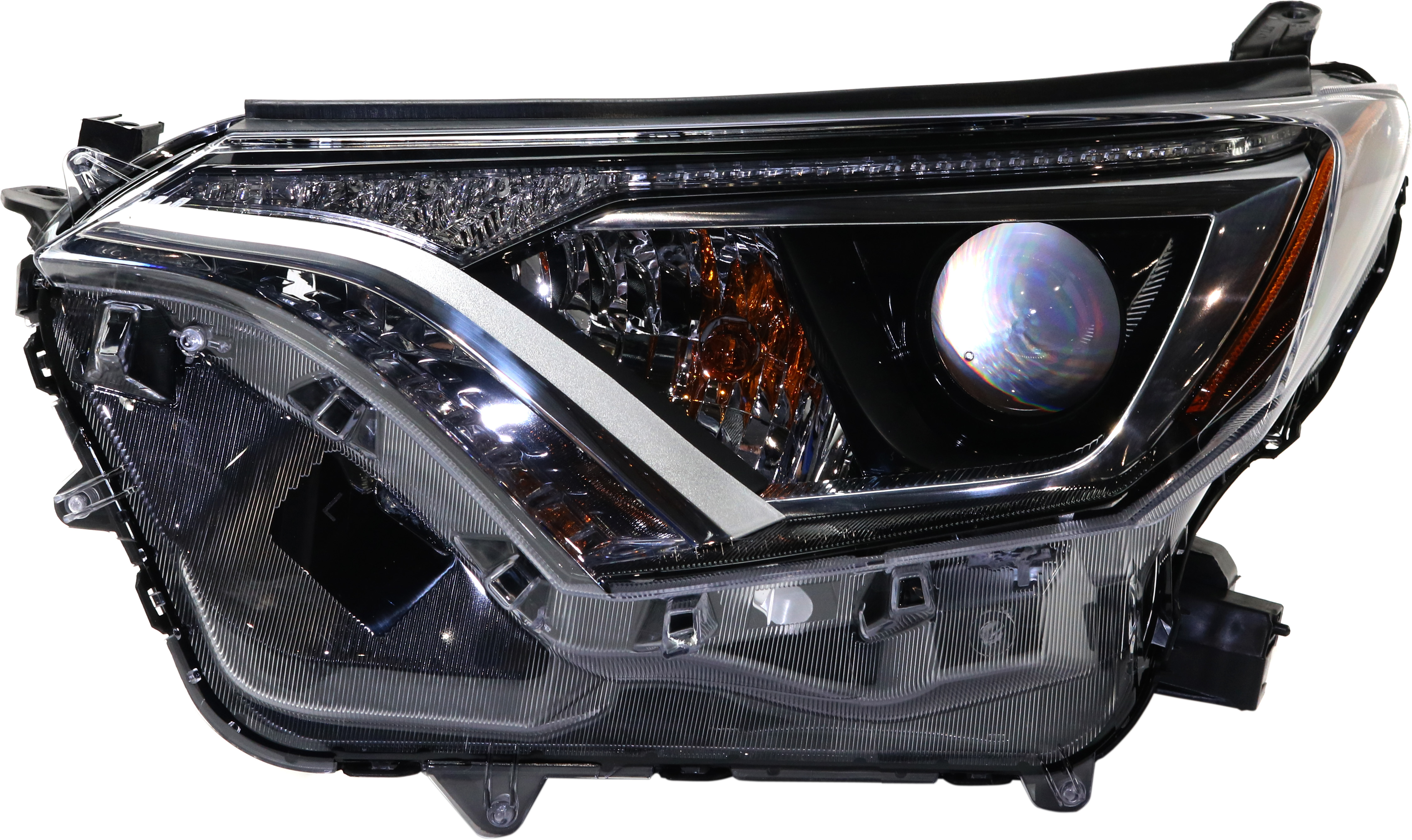 AM RAV4-16-18 HEAD LAMP LH Assembly Halogen w Chrome Bezel Exc. Hybrid Model North America Built SKU RT10010004 Partslink TO2502247 OEM 811500R080