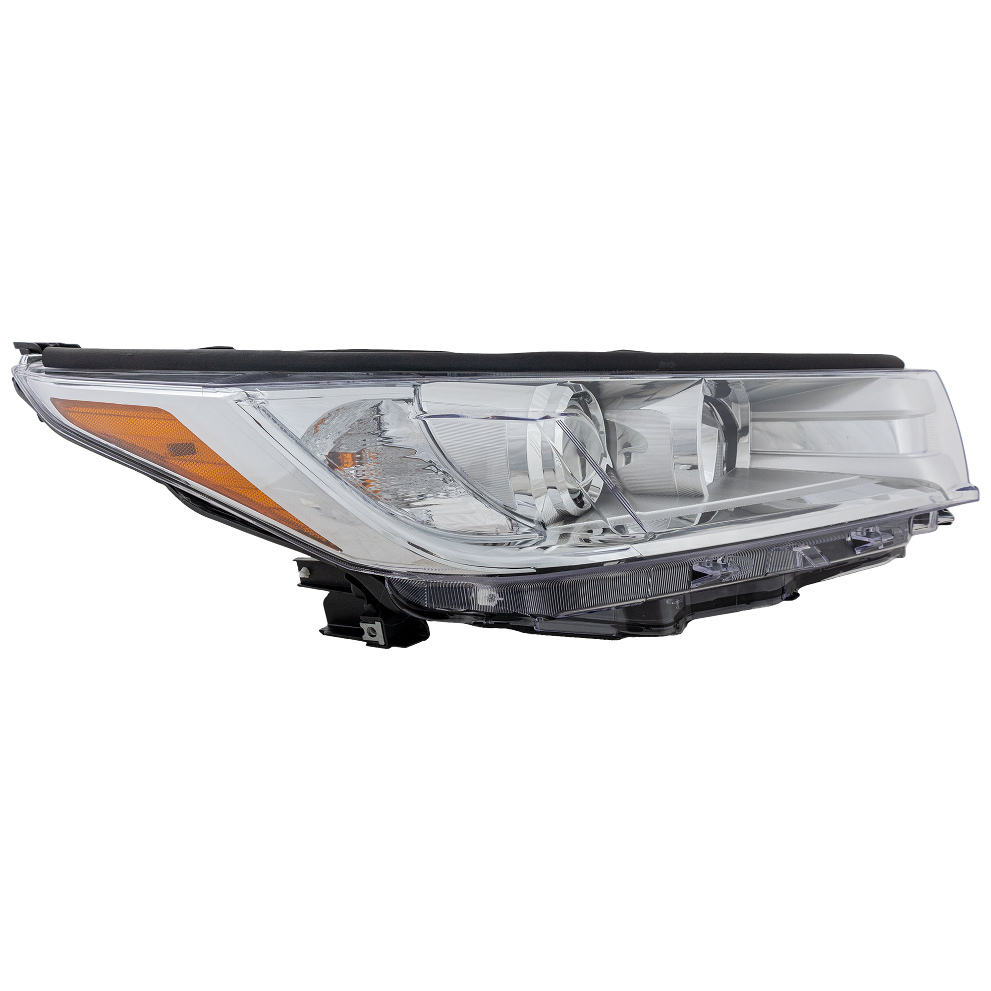 AM HIGHLANDER 17-19 HEAD LAMP RH Assembly w Smoked Chrome Accent w o LED Daytime Running Light CAPA SKU RT10010023Q Partslink TO2503251C OEM 811100E330