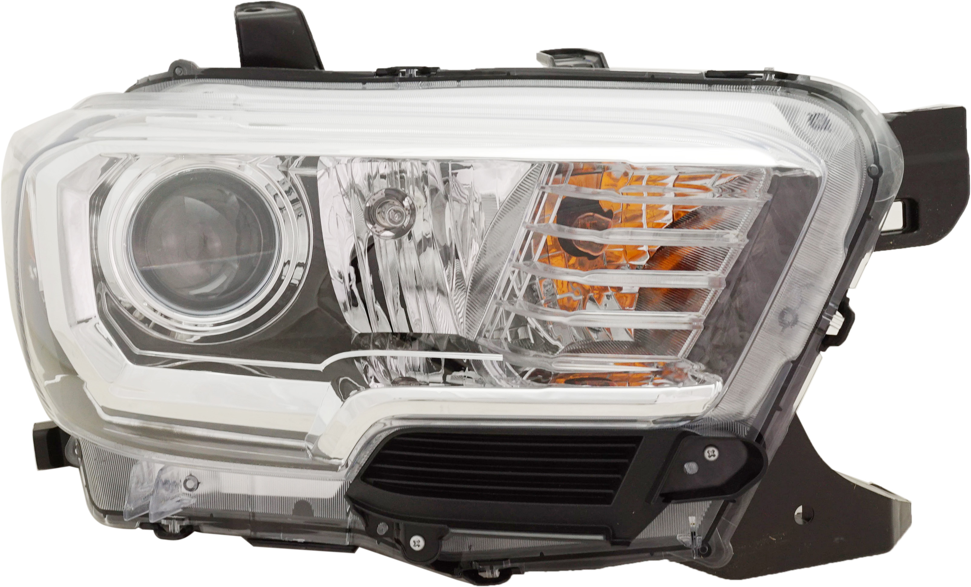 AM TACOMA 18-18 HEAD LAMP RH Assembly Halogen Black Interior w o LED Daytime Running Light w Fog Lights SKU RT10010043 Partslink TO2503266 OEM 8111004261
