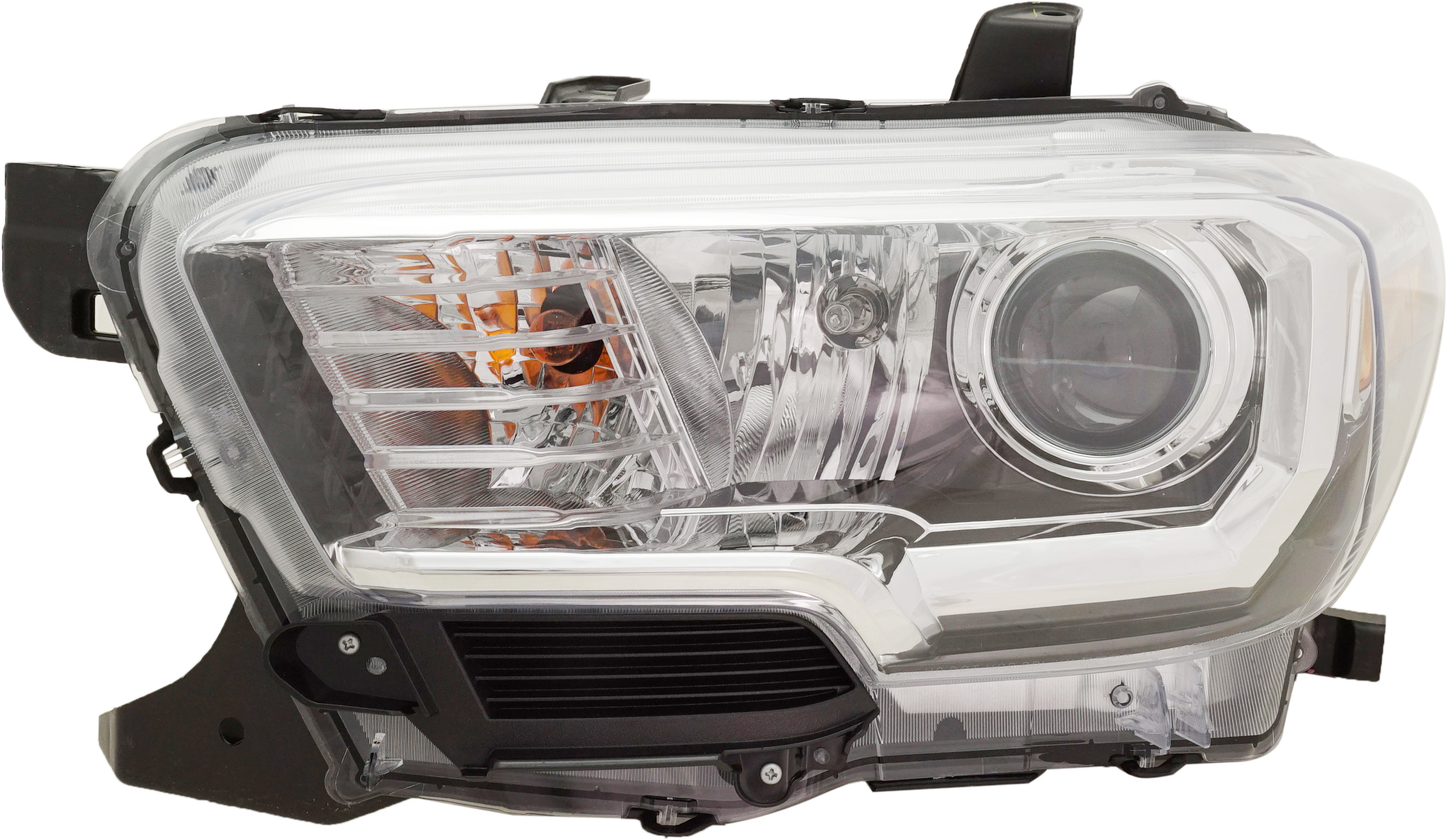 AM TACOMA 18-18 HEAD LAMP LH Assembly Halogen Black Interior w o LED Daytime Running Light w Fog Lights CAPA SKU RT10010044Q Partslink TO2502266C OEM 8115004261
