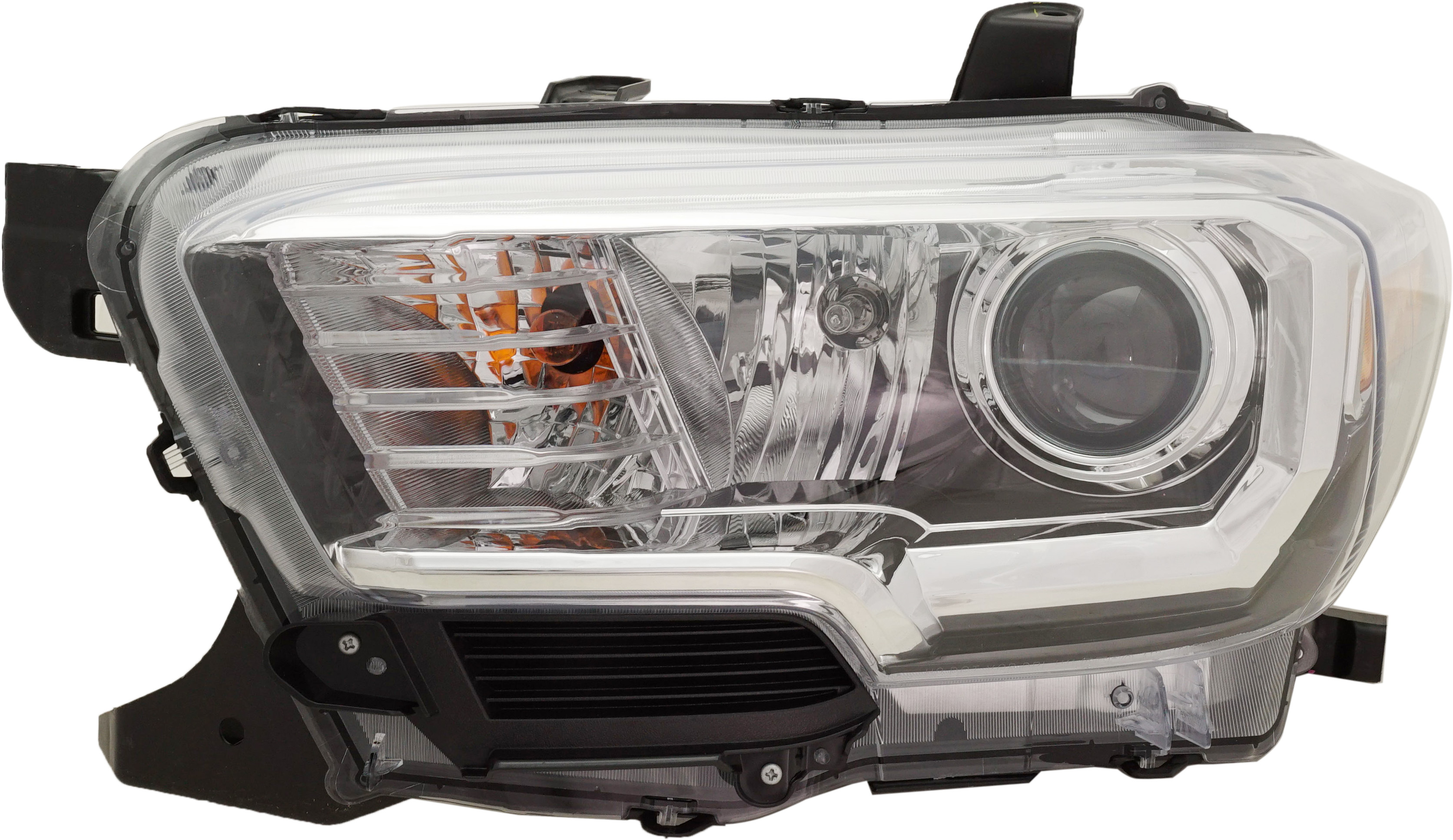 AM TACOMA 18-18 HEAD LAMP LH Assembly Halogen Black Interior w o LED Daytime Running Light w Fog Lights SKU RT10010044 Partslink TO2502266 OEM 8115004261