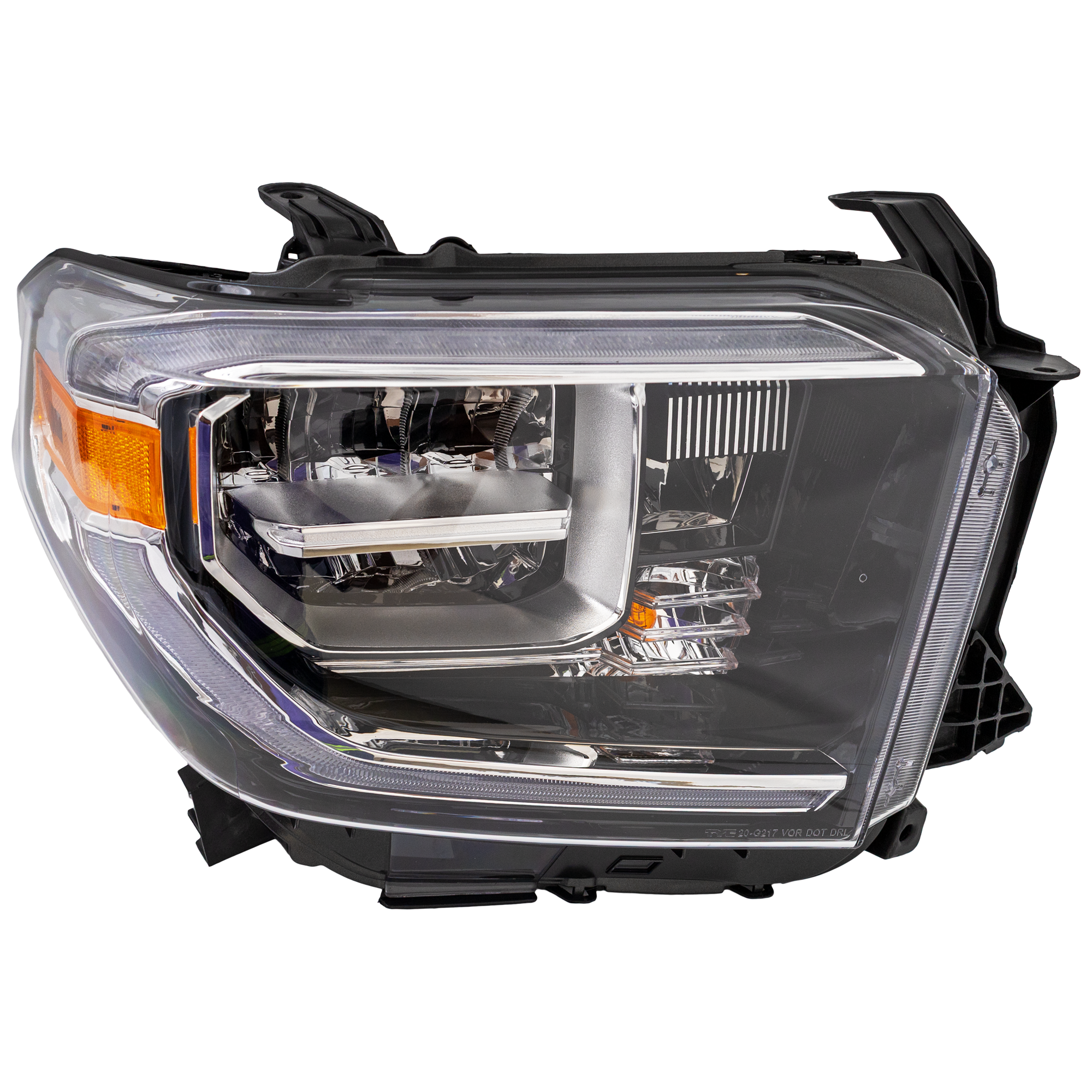 AM TUNDRA 18-21 HEAD LAMP RH Assembly LED Chrome Interior w o Smoked Chrome Accent CAPA SKU RT10010059Q Partslink TO2503262C OEM 811100C140