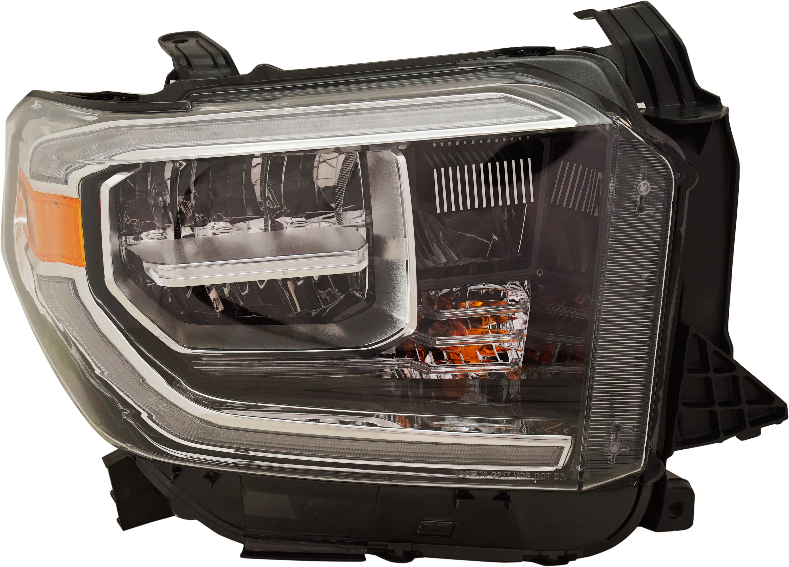 AM TUNDRA 18-21 HEAD LAMP RH Assembly LED Chrome Interior w o Smoked Chrome Accent SKU RT10010059 Partslink TO2503262 OEM 811100C140