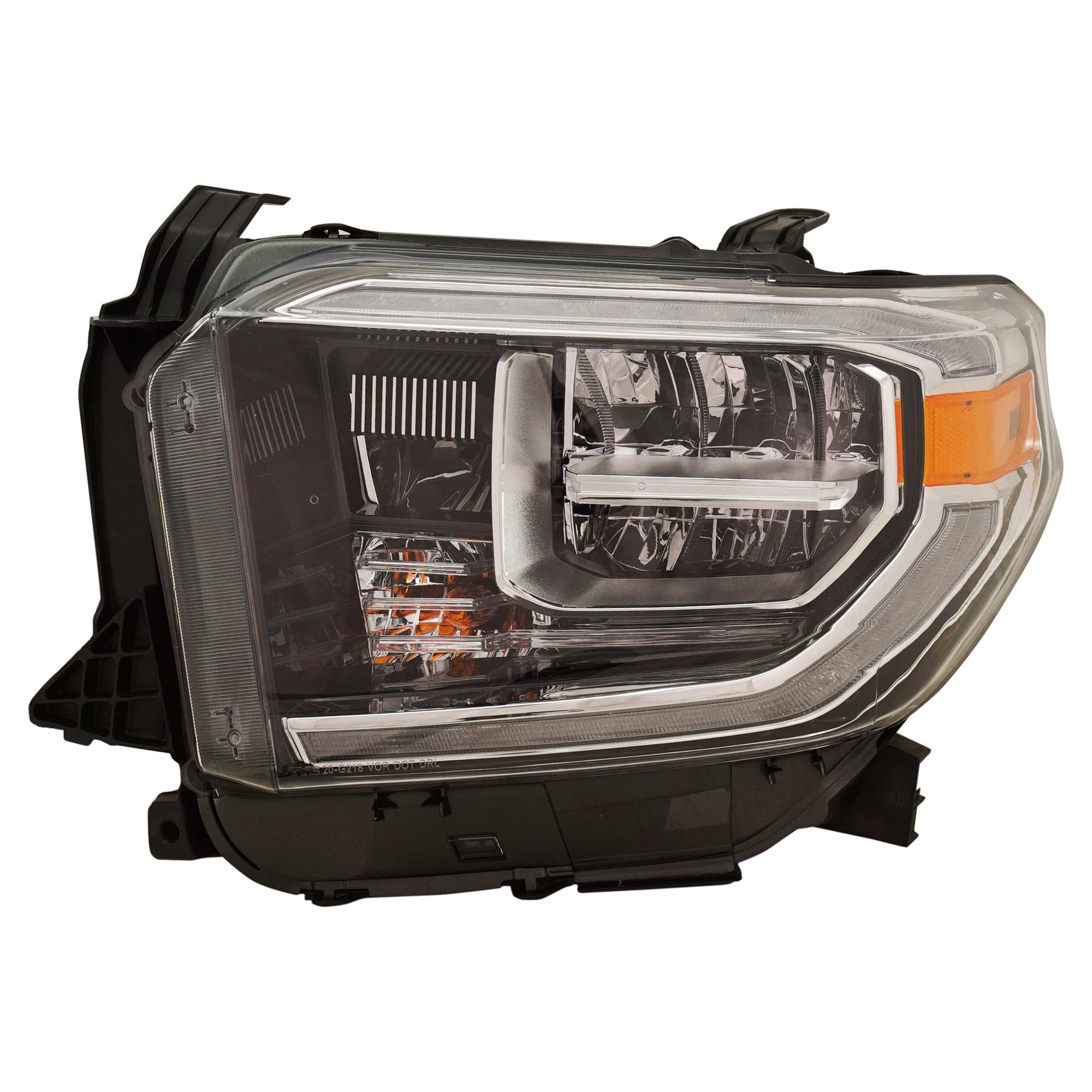 AM TUNDRA 18-21 HEAD LAMP LH Assembly LED Chrome Interior w o Smoked Chrome Accent CAPA SKU RT10010060Q Partslink TO2502262C OEM 811500C140