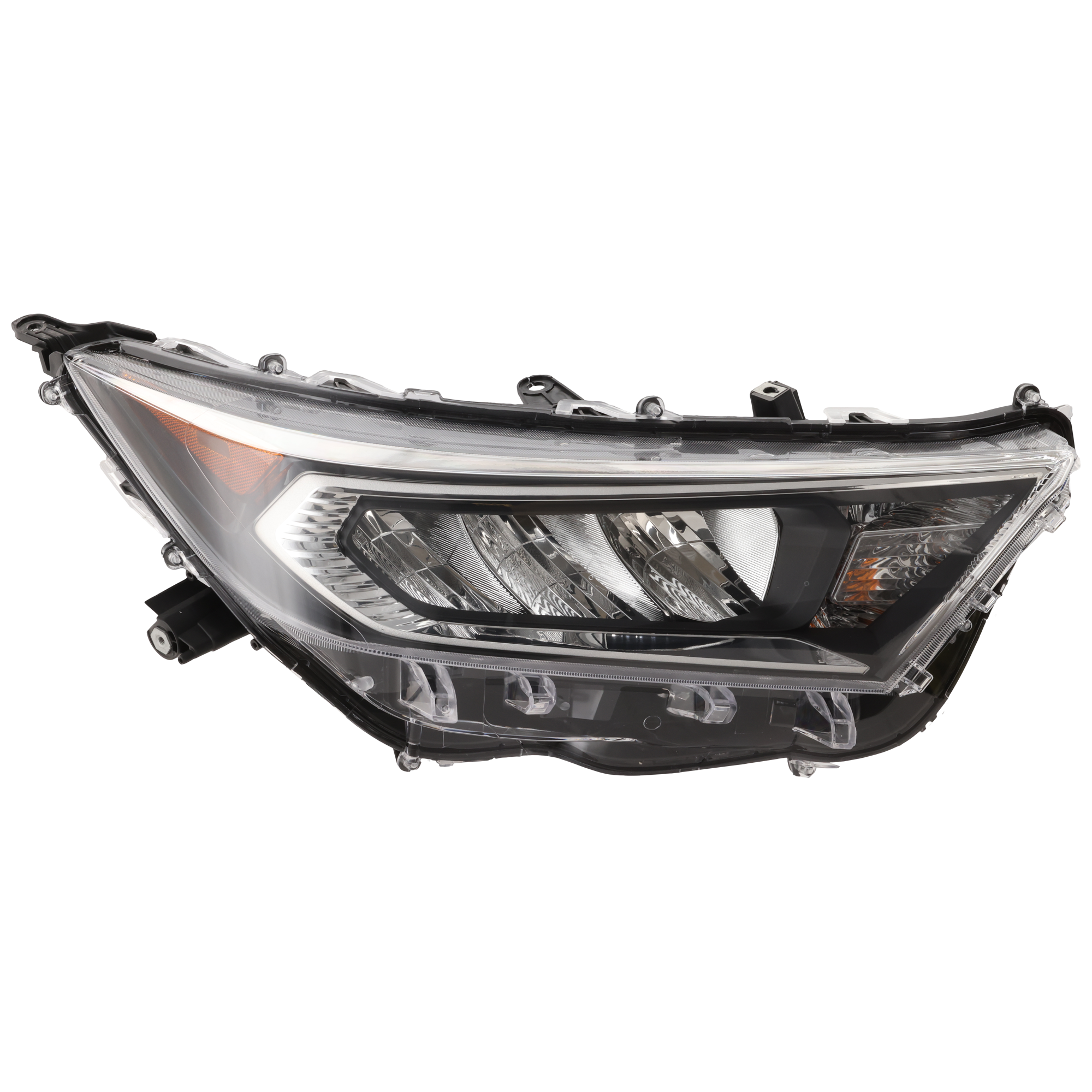 AM RAV4-19-21 HEAD LAMP RH Assembly LED Chrome Bezel North America Built Vehicle Adventure Limited Trail TRD Off Road XLE XLE Premium Models SKU RT10010073 Partslink TO2503275 OEM 811100R140
