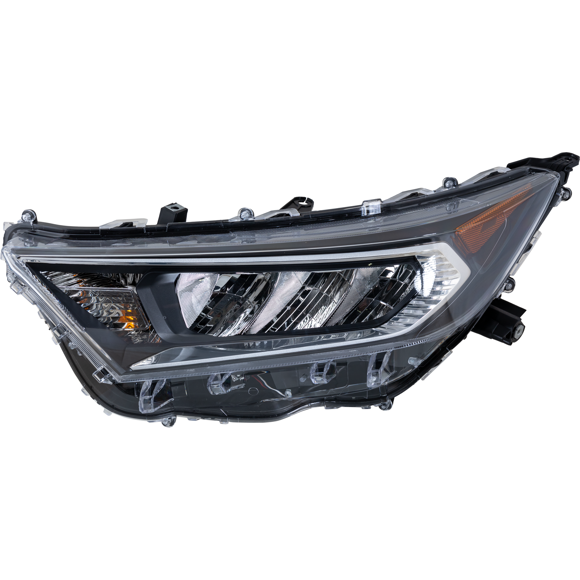 AM RAV4-19-21 HEAD LAMP LH Assembly LED Chrome Bezel North America Built Vehicle Adventure Limited Trail TRD Off Road XLE XLE Premium Models CAPA SKU RT10010074Q Partslink TO2502275C OEM 811500R140