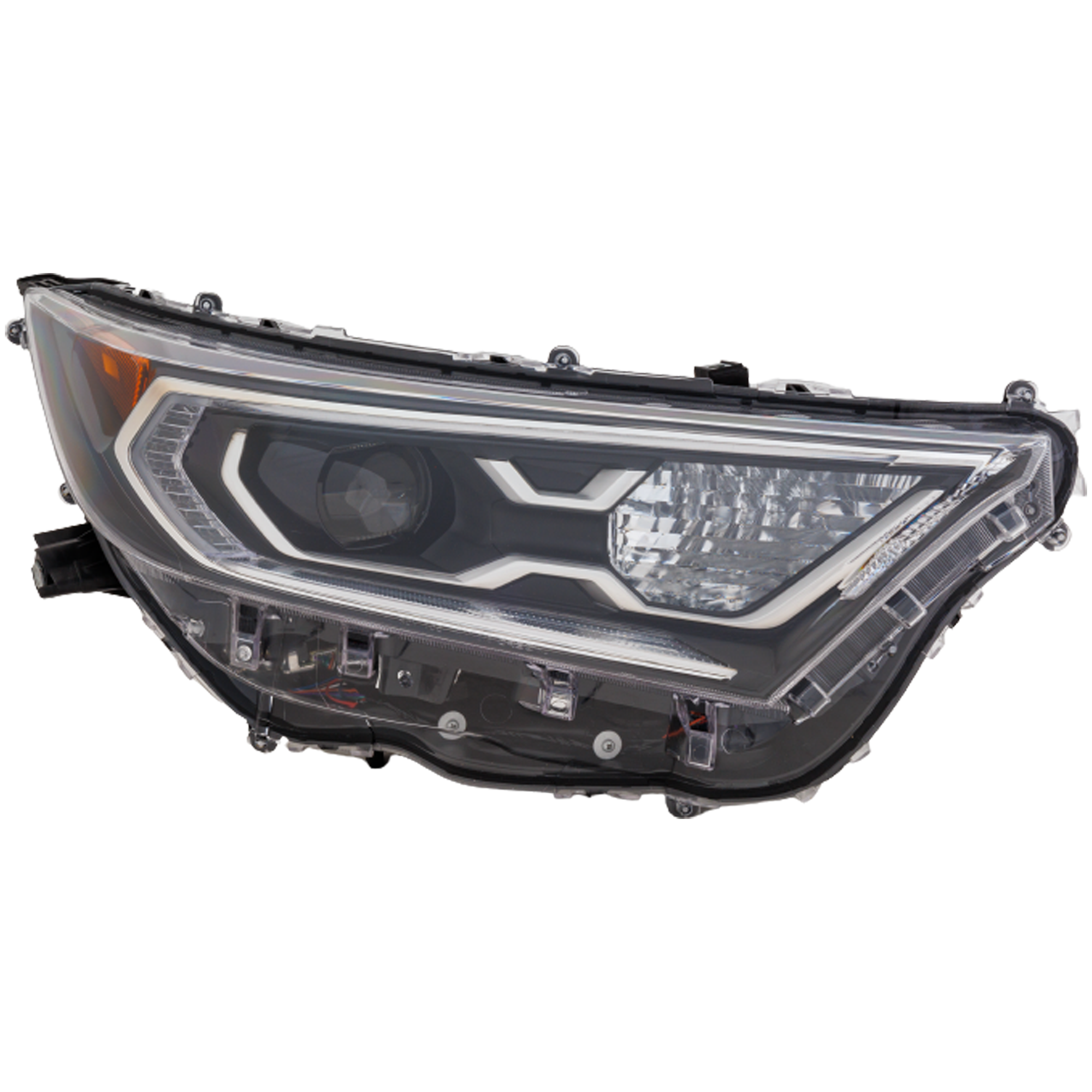 AM RAV4 HYBRID 19-21 HEAD LAMP RH Lens and Housing Halogen w o Adaptive Headlight Limited XLE XLE Premium XSE Hybrid Models Japan Built Vehicle SKU RT10010217U Partslink TO2519202 OEM 8113042A02