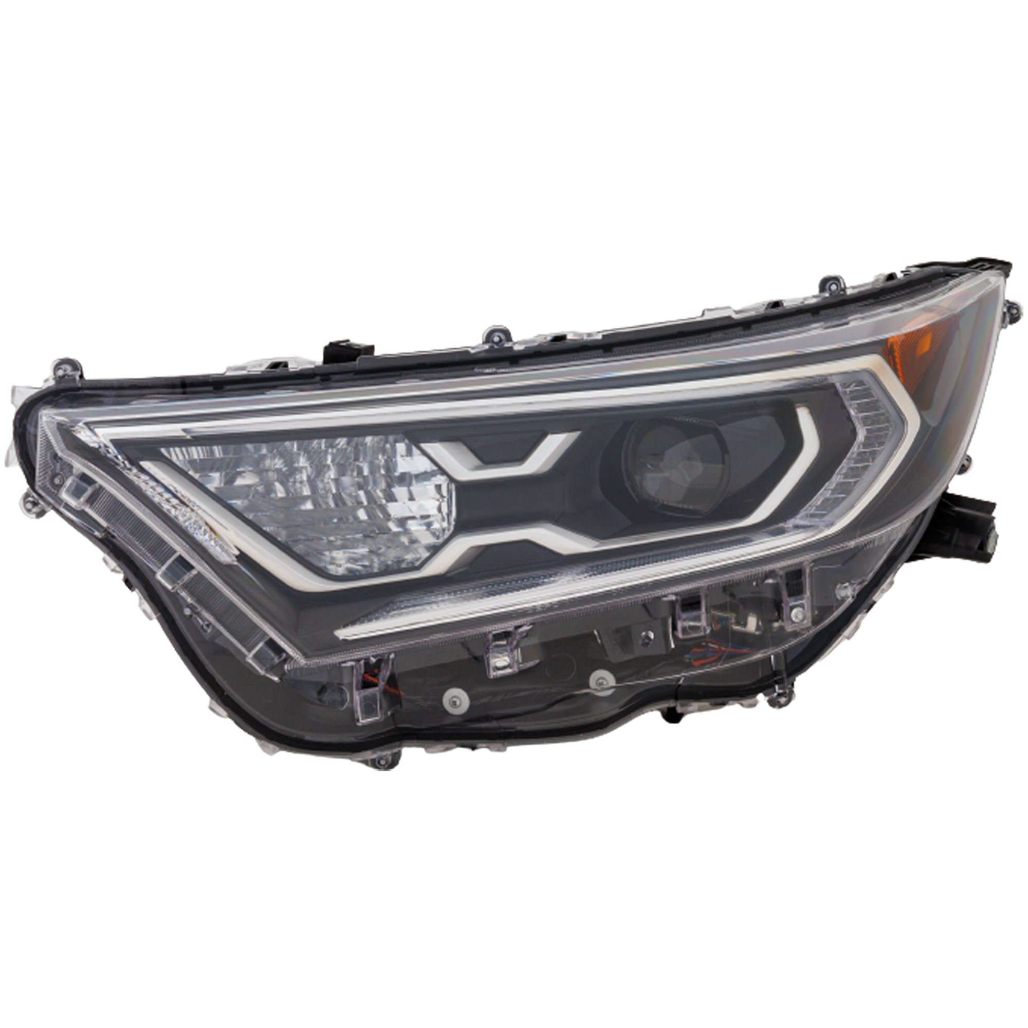 AM RAV4 HYBRID 19-21 HEAD LAMP LH Lens and Housing Halogen w o Adaptive Headlight Limited XLE XLE Premium XSE Hybrid Models Japan Built Vehicle CAPA SKU RT10010218UQ Partslink TO2518202C OEM 8117042A02