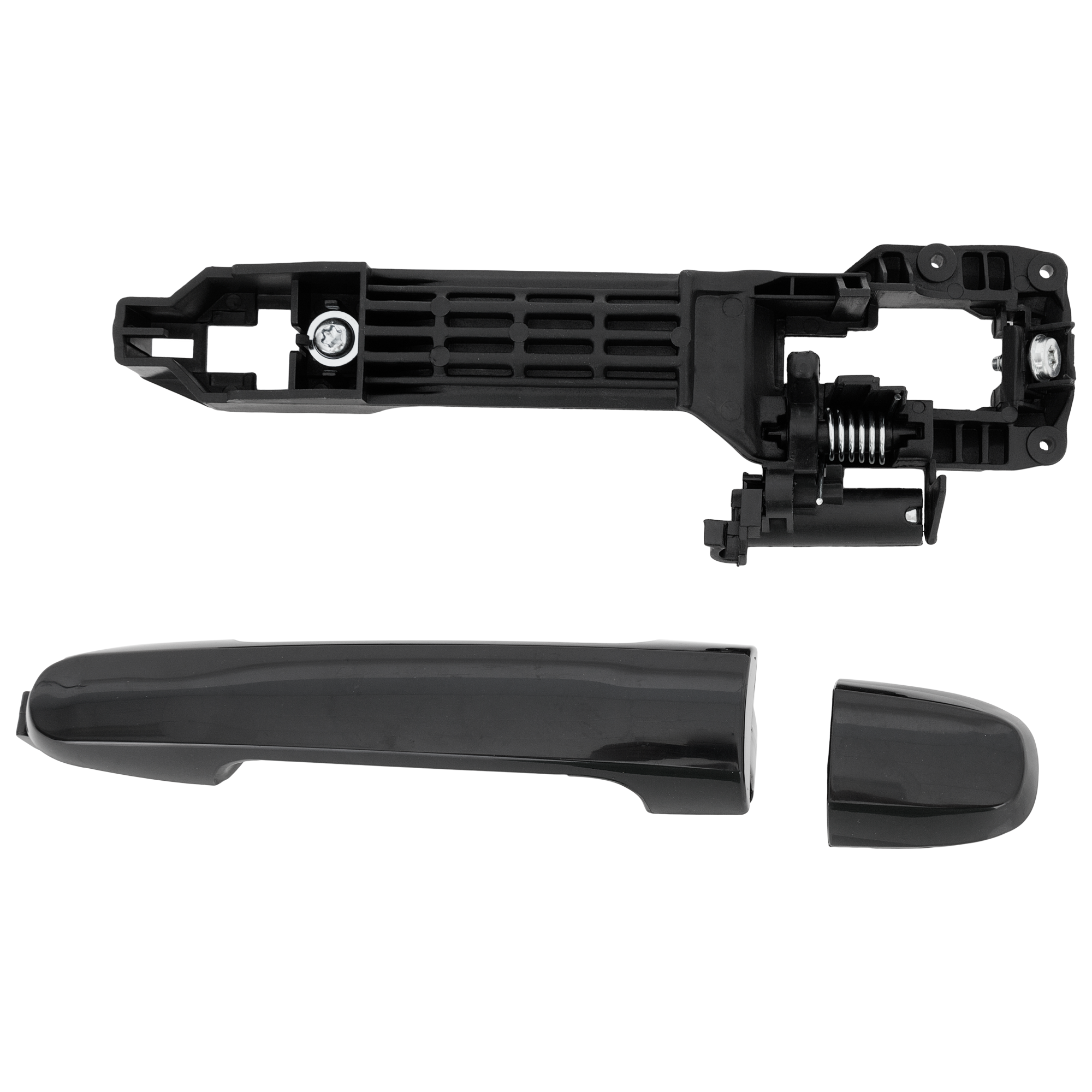 AM RAV4-01-12 YARIS 07-12 FRONT EXTERIOR DOOR HANDLE LH Smooth Black w Cover Base w o Smart Entry System w o Keyhole Japan Built Vehicle =REAR SKU RT46250042K OEM 6921142010