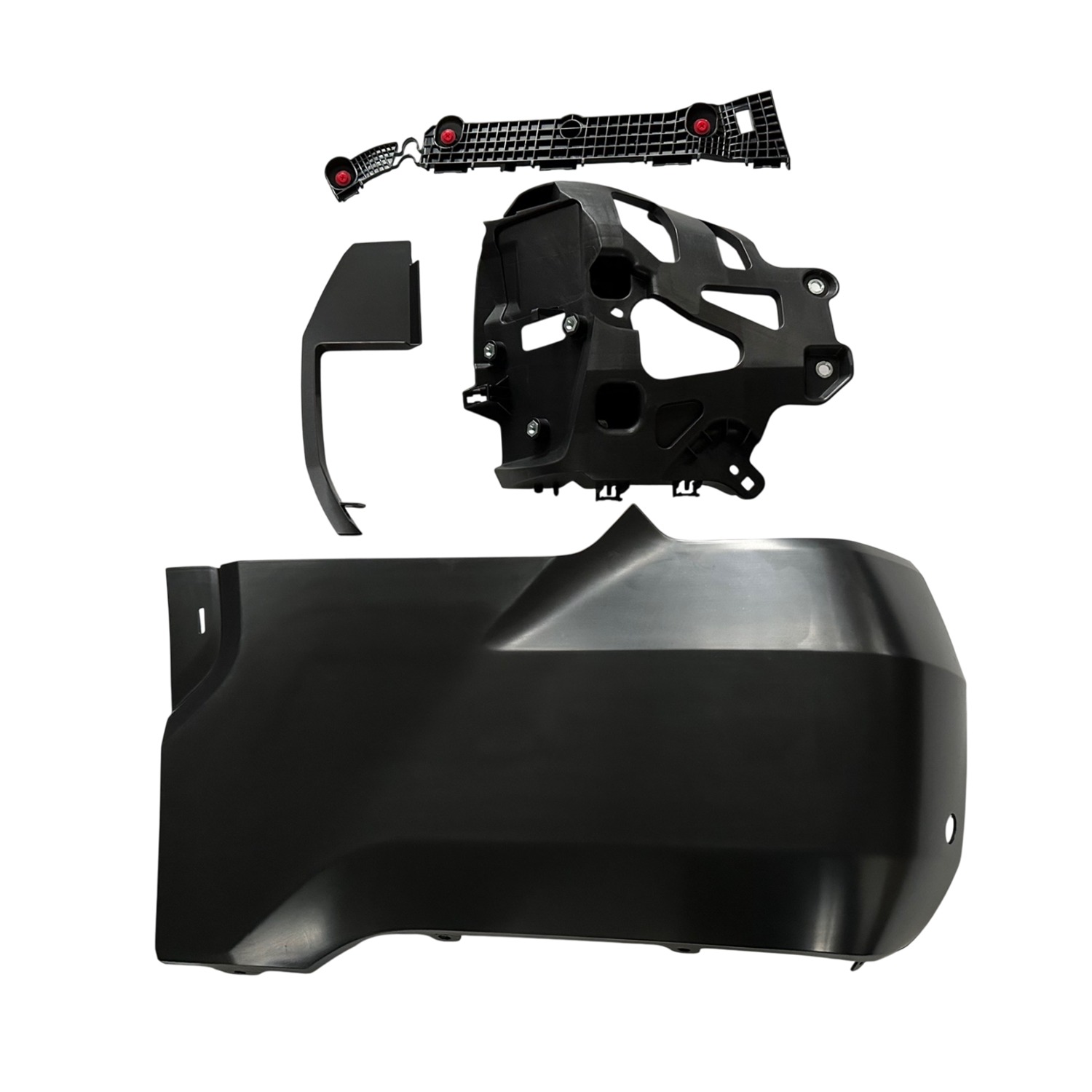 AM TUNDRA 22-24 REAR BUMPER COVER LH Outer Primed Assembly w Flare Holes and Parking Aid Sensor Holes Includes Bumper Filler and Retainers SKU RT76010096P Partslink TO1104145 OEM 521620C900 PFM