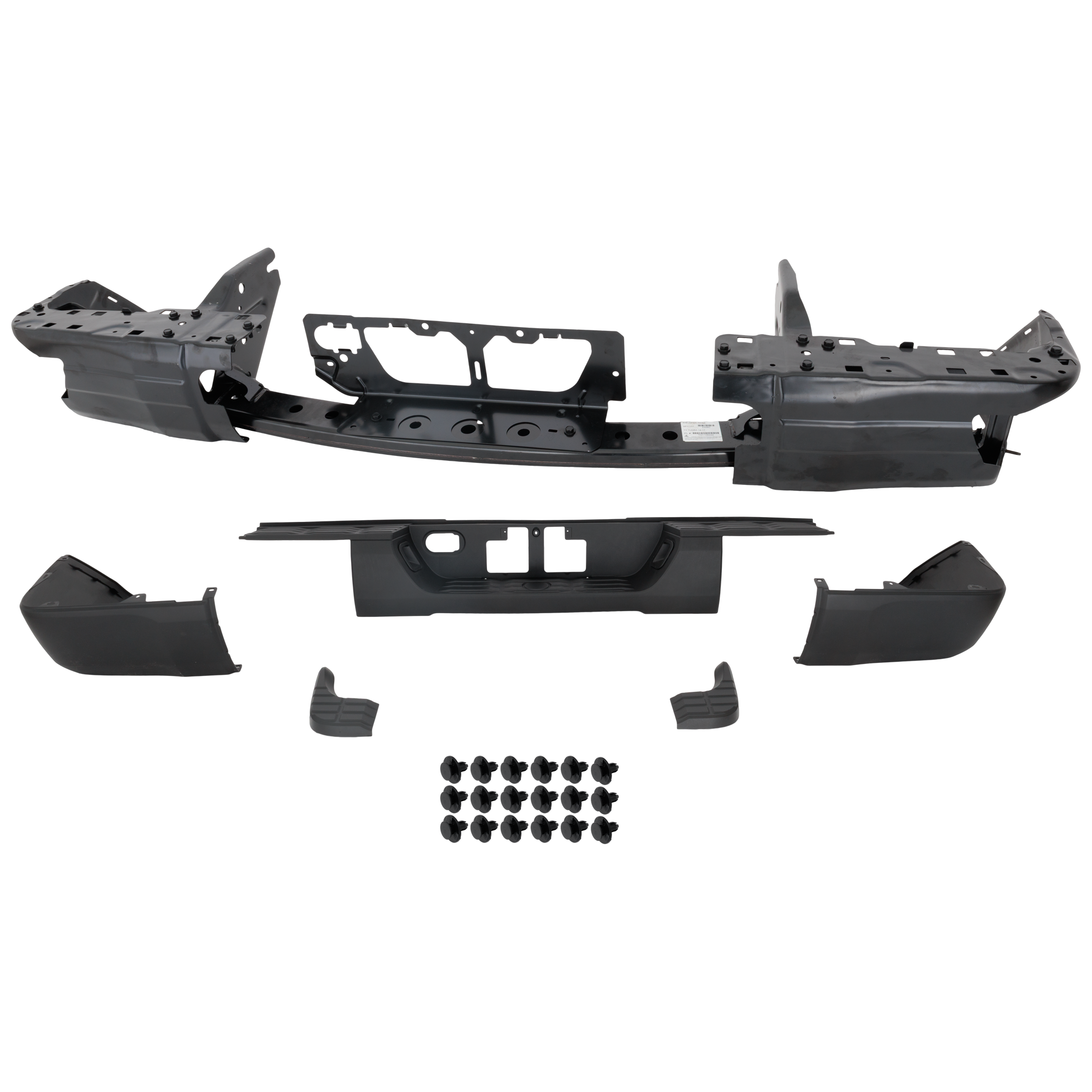 AM TUNDRA 14-17 STEP BUMPER FACE BAR AND PAD w Pad Provision w Mounting Bracket Primed All Cab Types w o Towing Package License Plate Lamp and Parking Assist Sensor Holes SKU RT82560013 Partslink TO1103121 OEM 520230C122 PFM