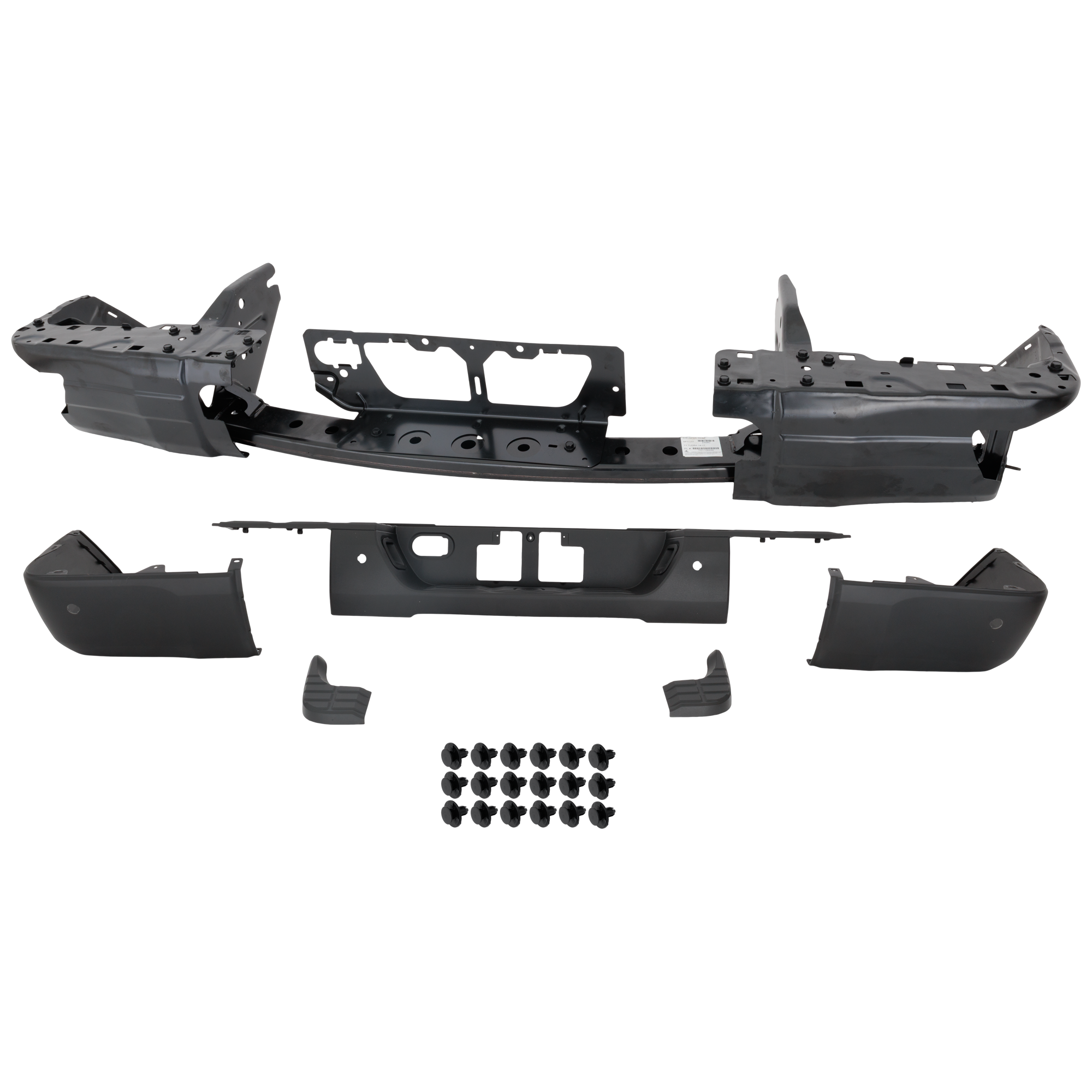 AM TUNDRA 14-17 STEP BUMPER FACE BAR AND PAD w Pad Provision w Mounting Bracket Primed All Cab Types w Parking Assist Sensor Holes and Towing Package w o Towing Hitch and License Plate Lamp SKU RT82560014 Partslink TO1103122 OEM 520230C122 PFM