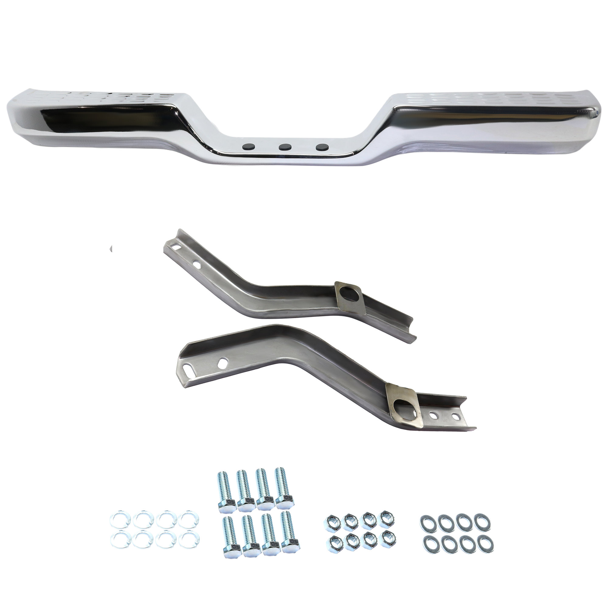 AM TOYOTA PICKUP 89-95 STEP BUMPER FACE BAR AND PAD w Pad Provision w Mounting Bracket Chrome All Cab Types USA Built Premium Level Trim w Bracket SKU RT82620006 OEM 002283591113 PFM