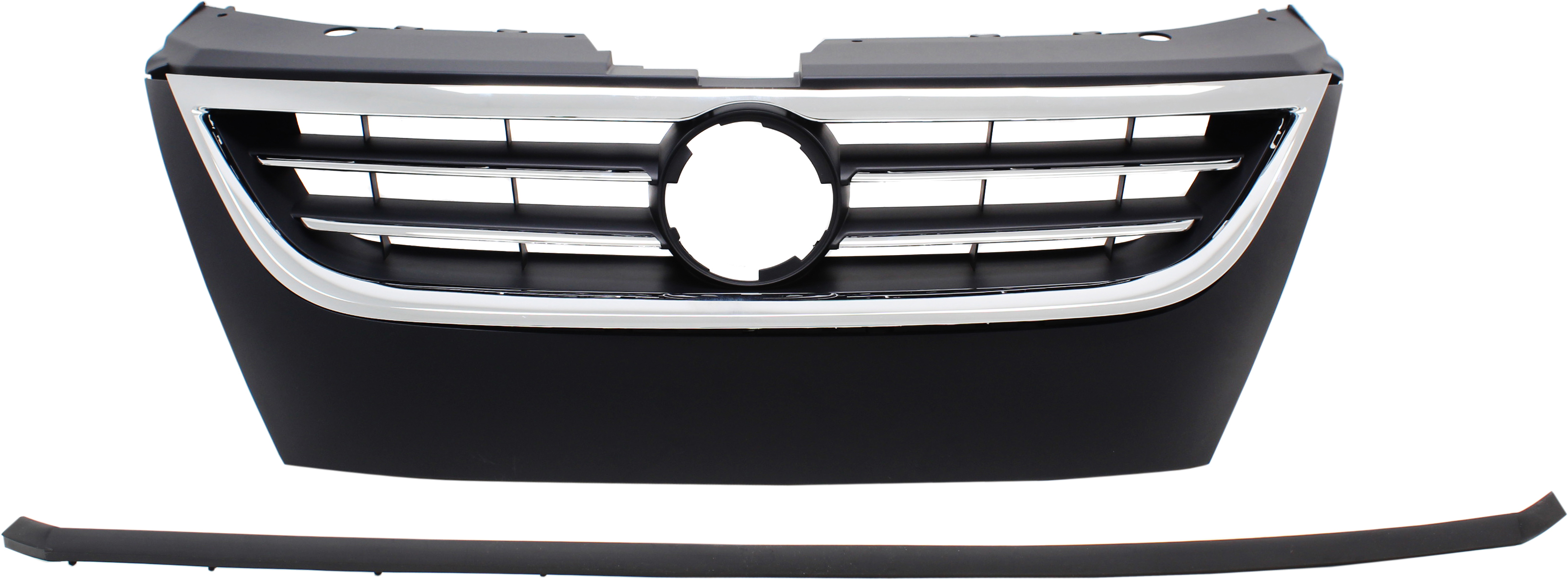 AM CC 09-12 PASSAT CC 09-10 GRILLE Primed Black Shell and Insert w Chrome Molding w o Distance Sensor Hole SKU RV07010001 Partslink VW1200146 OEM 3C8853651PGRU
