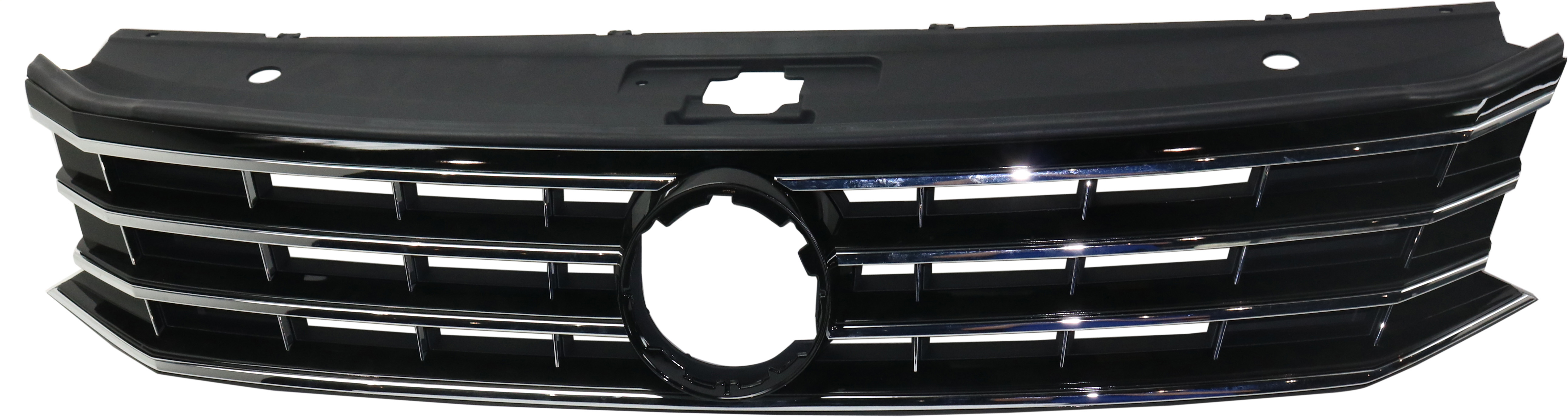 AM PASSAT 16-19 GRILLE Painted Black Shell and Insert w Chr Mldg w Colln Warn Halogen Headlights Canada USA Exc. R Line Model 19 Wolfsburg CAPA SKU RV07010004Q Partslink VW1200169C OEM 561853651HOQE