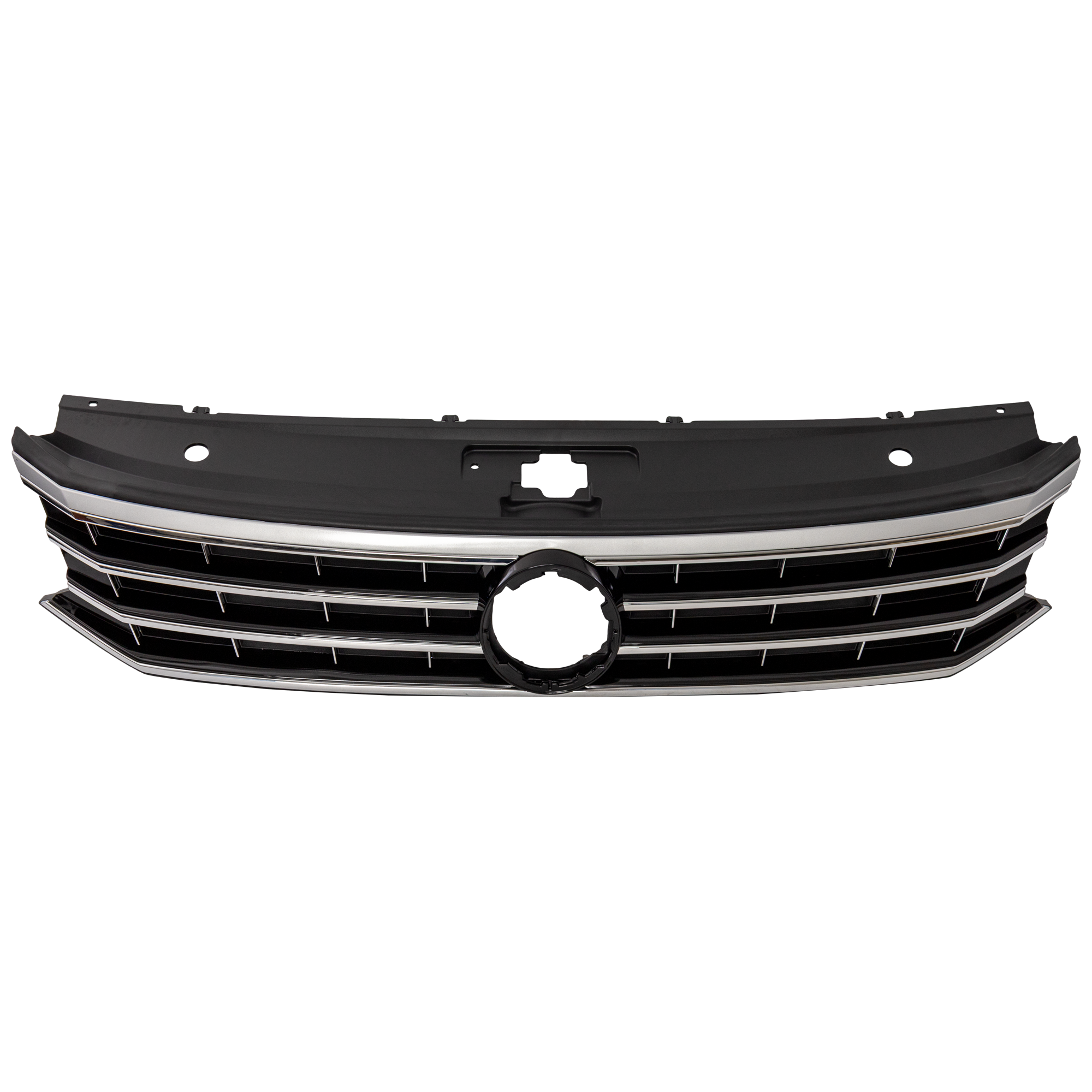AM PASSAT 16-18 GRILLE Painted Black Shell and Insert w Chr Mldg w o Colln Warn LED Headlights Canada USA Exc. GT R Line Model SKU RV07010005 Partslink VW1200170 OEM 561853651GNLB
