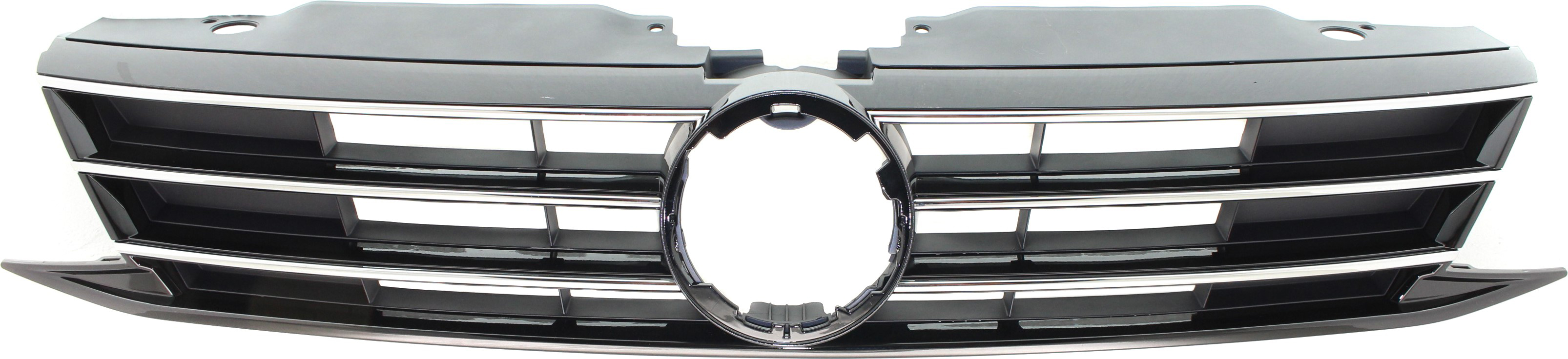 AM JETTA 15-18 GRILLE Textured Black Shell and Insert w Chrome Molding Exc. GLI Hybrid Models w Collision Warning SKU RV07010006 Partslink VW1200168 OEM 5C6853651ANZLL