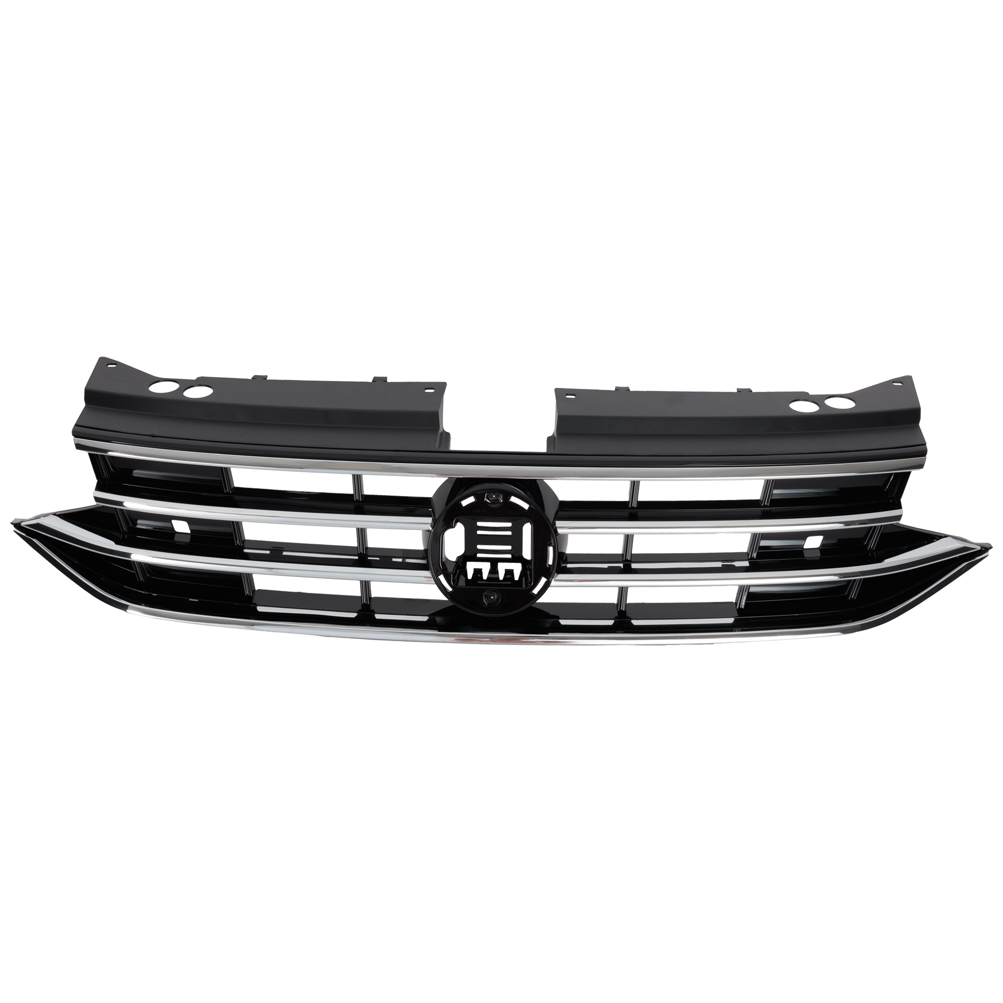 AM TIGUAN 22-24 GRILLE Painted Black Shell and Insert w Chrome Molding Comfortline S SE Trendline Models w o Light Bar SKU RV07010027 Partslink VW1200182 OEM 5NN853651SZLL