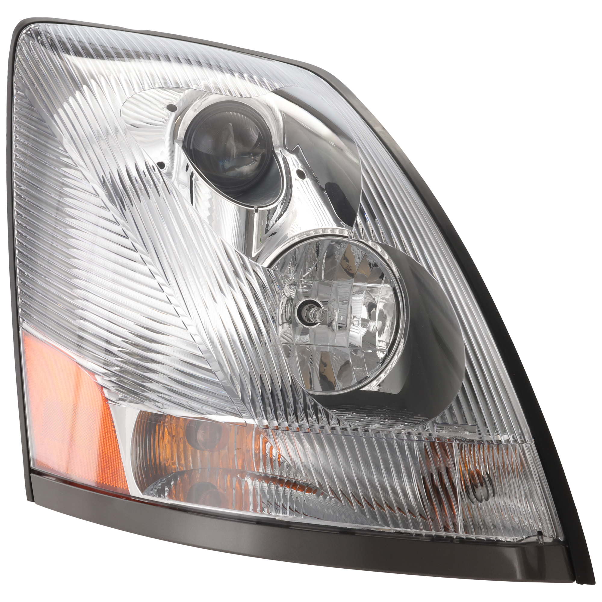 AM VOLVO HD VT SERIES 06-10 HEAD LAMP RH Assembly Halogen Chrome w Non Protruding Lens SKU RV10010053A HD Partslink VO2503155 OEM 82329592