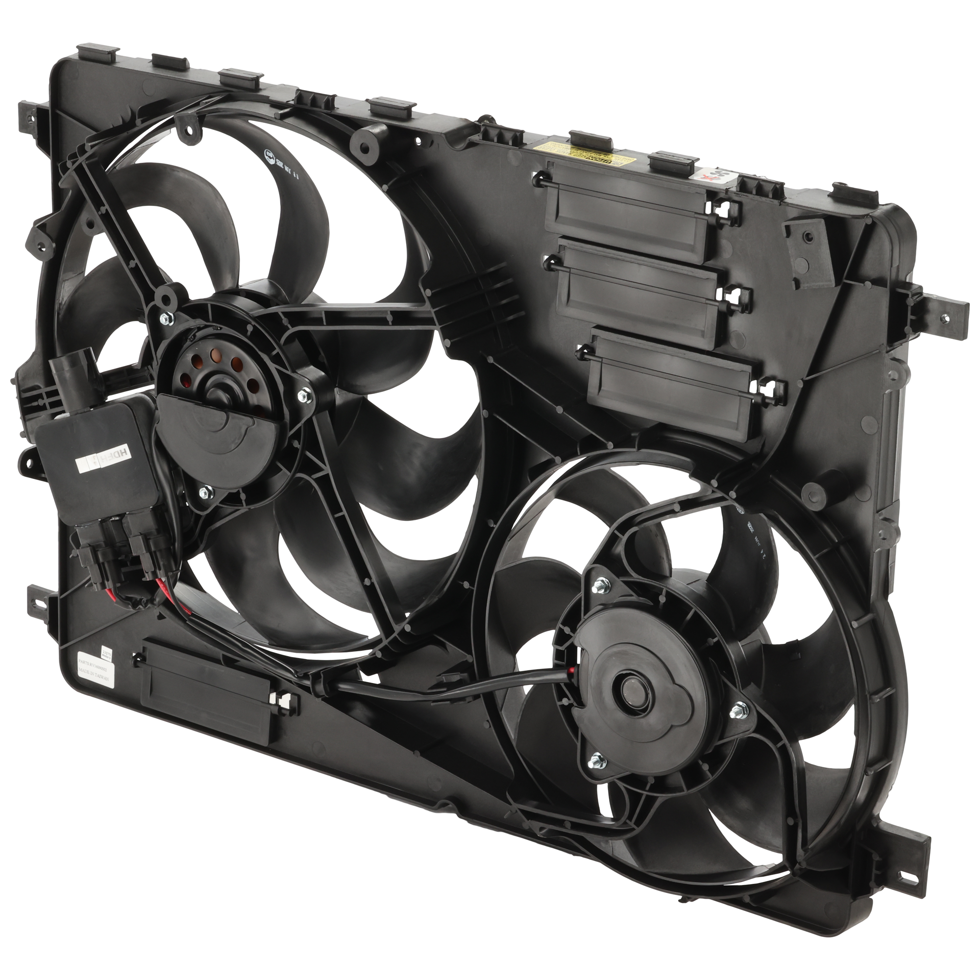 AM S80-08-15 XC60-10-17 RADIATOR FAN ASSEMBLY 3.0L 3.2L 4.4L From Ch 65723-104823 w Control module SKU RV16090002 Partslink VO3115116 OEM 306686296-31686808