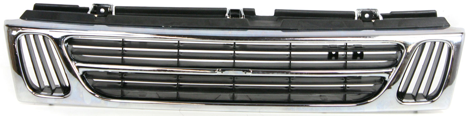 AM SAAB 9000-93-98 GRILLE Chrome w Black Plastic Hatchback Sedan 1995 Exc. Turbo Model SKU S070110 Partslink SB1200101 OEM 4446605