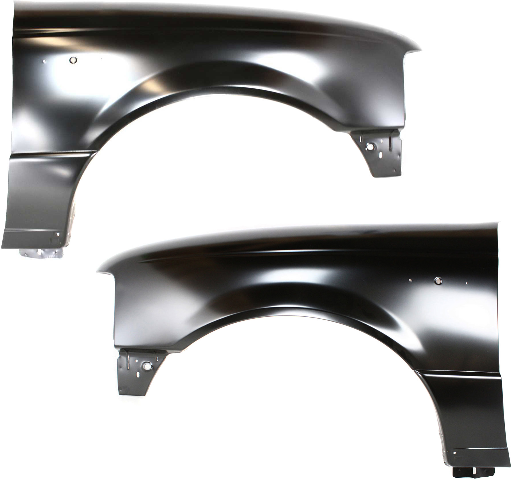 AM RANGER 98-03 FRONT FENDER RH AND LH Primed w o Wheel Opening Molding Holes SKU SET 10056 Partslink FO1240195 FO1241195 OEM 1L5Z16006BA F87Z16005AA