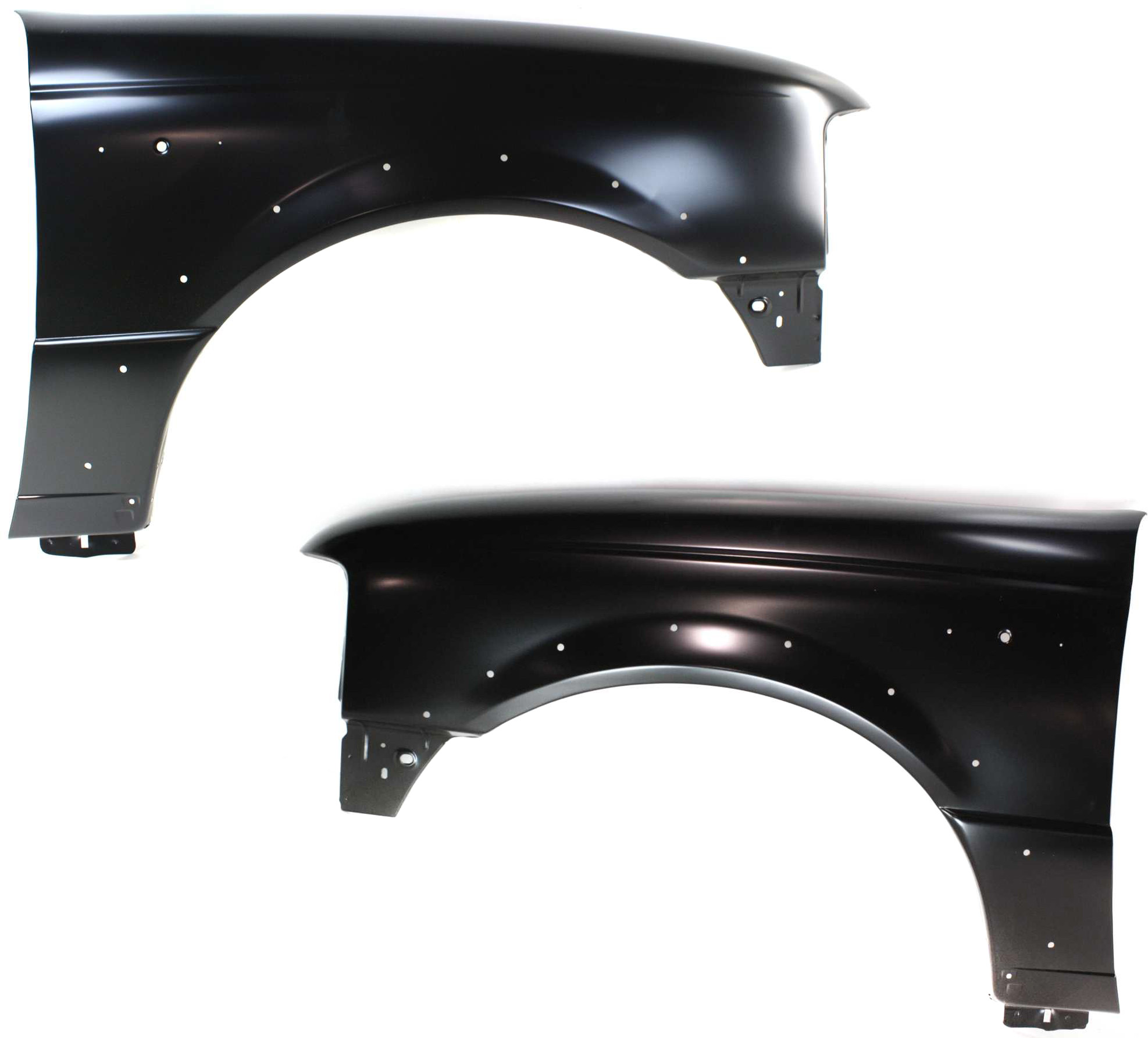 AM RANGER 98-03 FRONT FENDER RH AND LH Primed w Wheel Opening Molding Holes SKU SET 10058 Partslink FO1241196 FO1240196 OEM F87Z16005BA 1L5Z16006CA