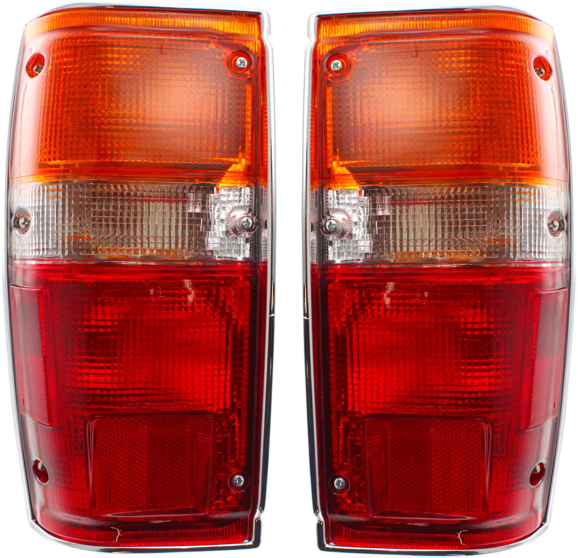 AM 4RUNNER 84-89 TAIL LAMP RH AND LH Assembly Halogen w Chrome Trim SKU SET 11-1347-36 Partslink TO2800104 TO2801104 OEM 8155089150-8156089150
