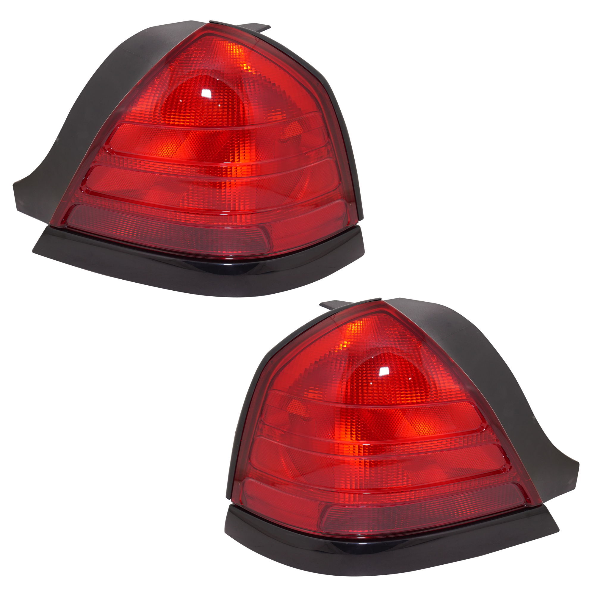 AM CROWN VICTORIA 00-11 TAIL LAMP RH AND LH Lens and Housing w 2 Bulbs w Black Molding CAPA SKU SET 11-5371-91Q Partslink FO2801160C FO2800160C OEM 8W7Z13404A 8W7Z13405A