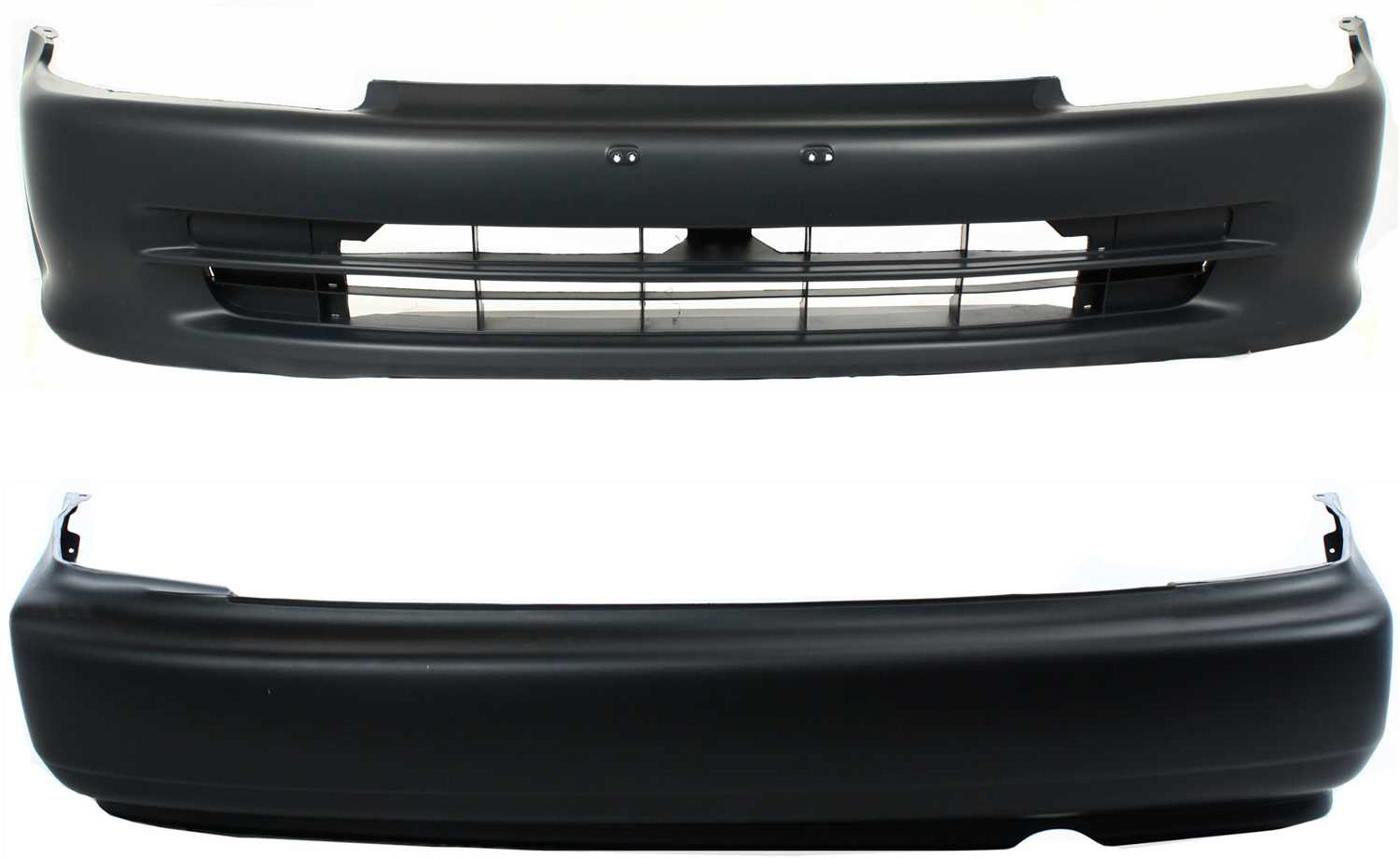 AM CIVIC 92-95 FRONT AND REAR BUMPER COVER Set of 2 Primed Sedan SKU SET 1366P 2 Partslink HO1000142 HO1100151 OEM 71101SR4000ZZ 71501SR4000ZZ
