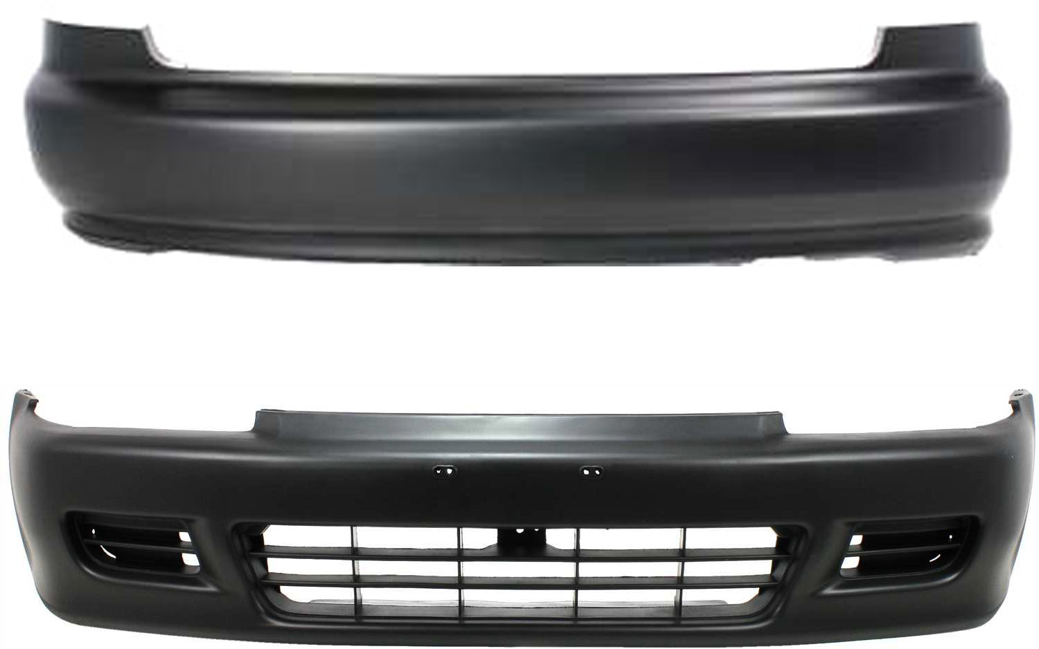 AM CIVIC 92-95 FRONT AND REAR BUMPER COVER Set of 2 Primed Hatchback SKU SET 1367P 2 Partslink HO1000141 HO1100128 OEM 71101SR0A00ZZ 71501SR0A00ZZ
