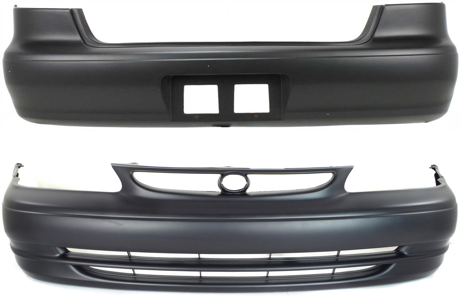 AM COROLLA 98-00 FRONT AND REAR BUMPER COVER Primed SKU SET 13806P 2 Partslink TO1000189 TO1100185 OEM 5211902903-5215902903