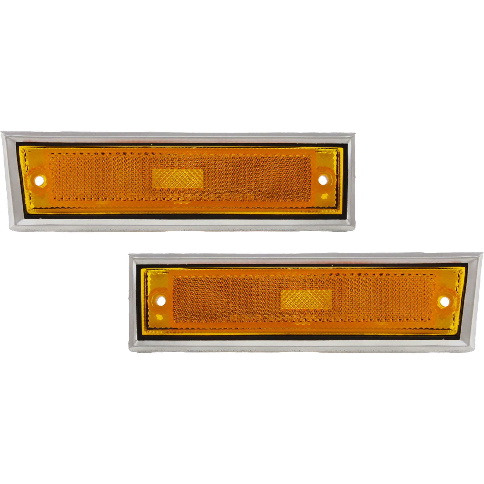 AM SUBURBAN 81-91 FRONT SIDE MARKER LAMP RH AND LH Lens and Housing w Chrome Trim SKU SET 18-1200-66 Partslink GM2551107 GM2550115 OEM 915558-915557