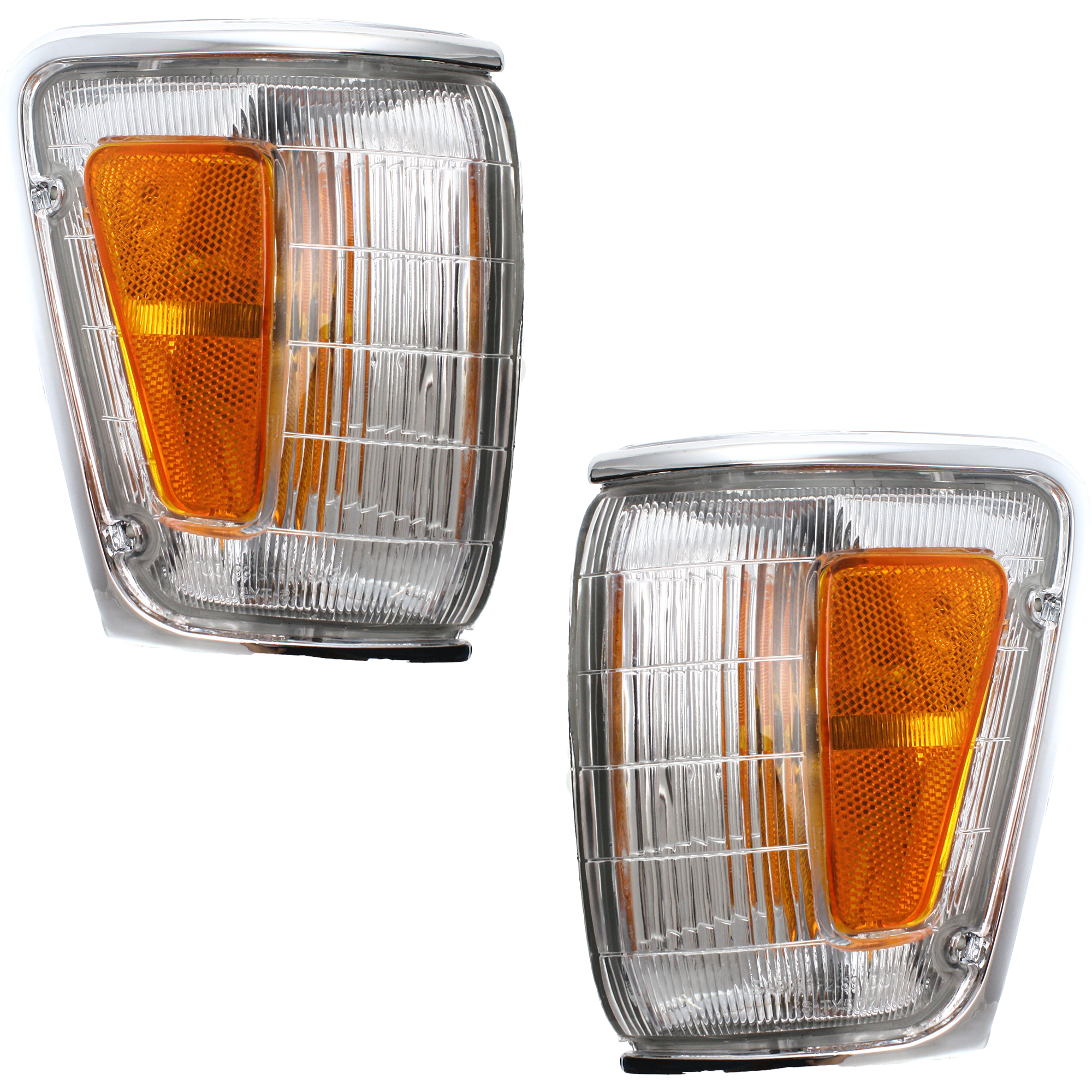 AM TOYOTA PICKUP 89-91 CORNER LAMP RH and LH Assembly w Chrome Trim SKU SET 18-1449-66 Partslink TO2520124 TO2521126 OEM 8161089179-8162089179