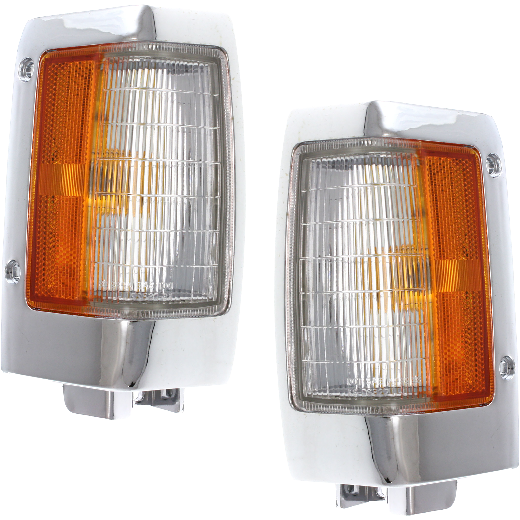 AM NISSAN PICKUP 95-97 CORNER LAMP RH AND LH Assembly With Chrome Trim SKU SET 18-1810-32 Partslink NI2550107 NI2551107 OEM B611088G00 B611588G00