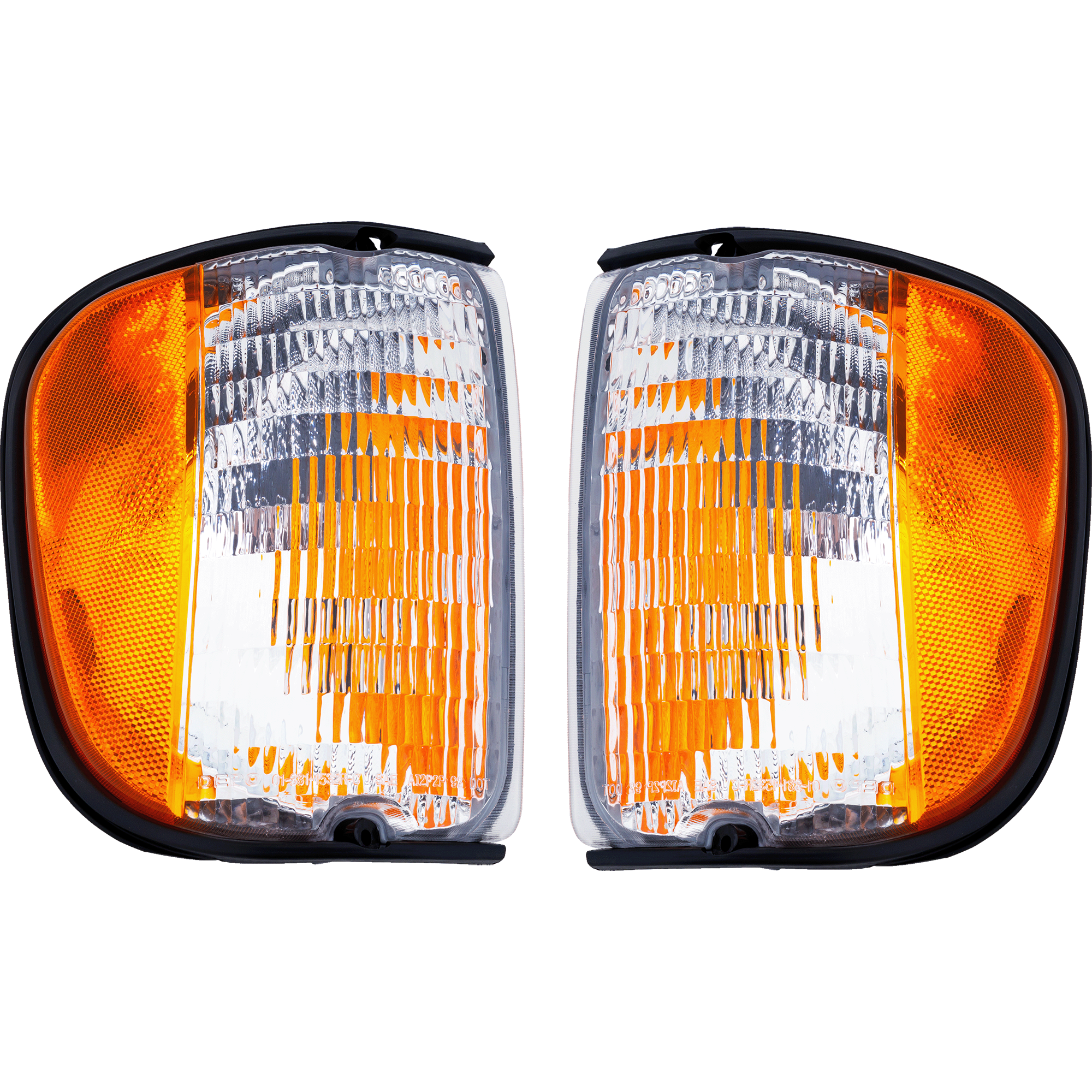 AM ECONOLINE VAN 92-03 CORNER LAMP RH and LH Lens and Housing Park Side Marker Lamp To 12-2-02 SKU SET 18-3120-01 Partslink FO2520122 FO2521122 OEM F2UZ13200A F2UZ13201A