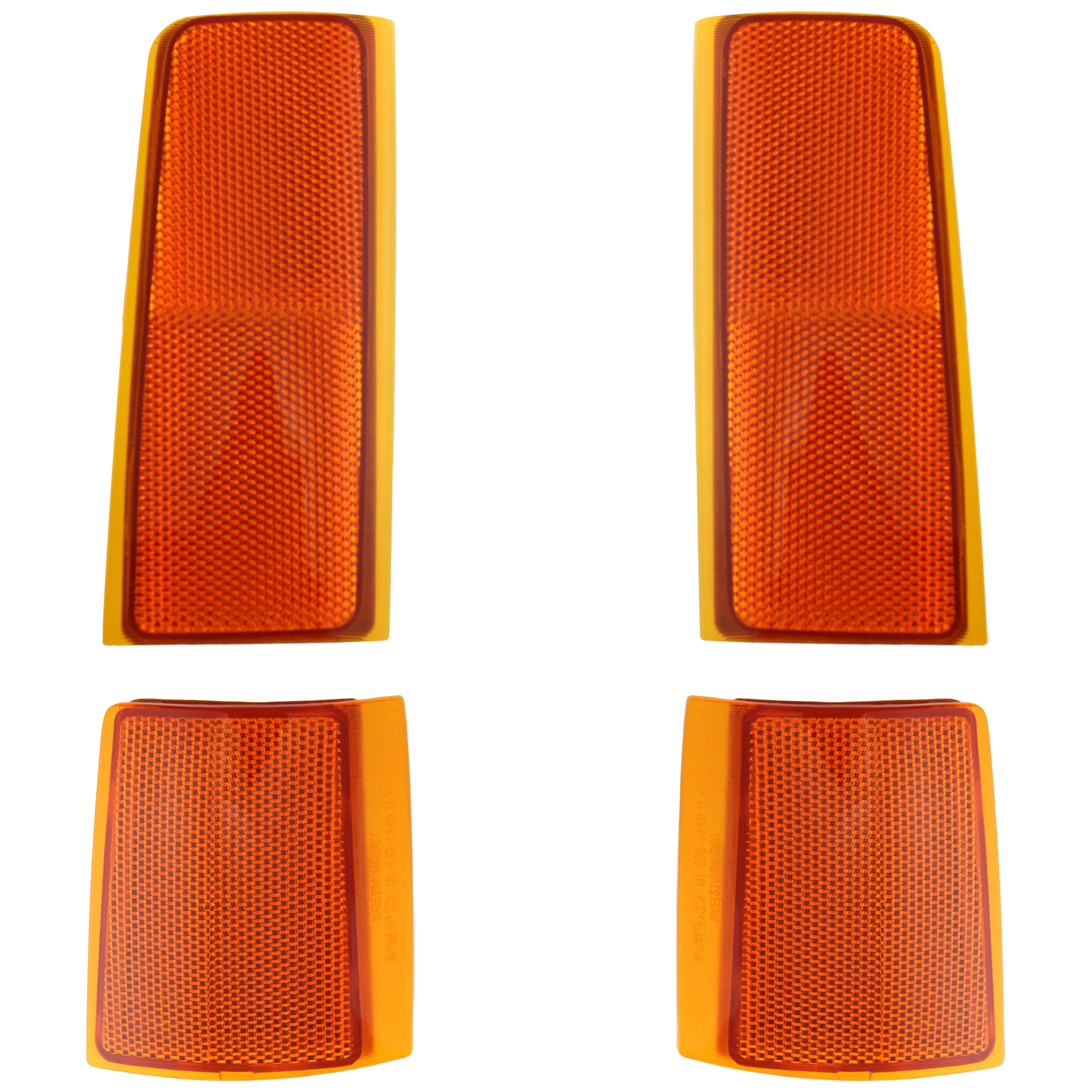 AM C K FULL SIZE P U 94-02 SIDE REFLECTOR RH AND LH Front Upper For Composite Dual Headlamp Set of 2 SKU SET 18-5033-01-4 Partslink GM2550148 GM2551148 GM2556101 GM2557101 OEM 5974341-5974342-5977463-597746