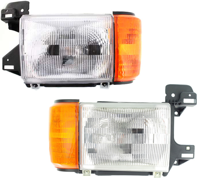 AM F SERIES 87-91 HEAD LAMP RH AND LH Assembly Halogen w Side Marker Lamp w o Trim SKU SET 20-1570-00 Partslink FO2503104 FO2502104 OEM E9TZ13008C E9TZ13008D